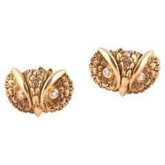 Vintage Pair of Diamond Novelty Owl Stud Earrings