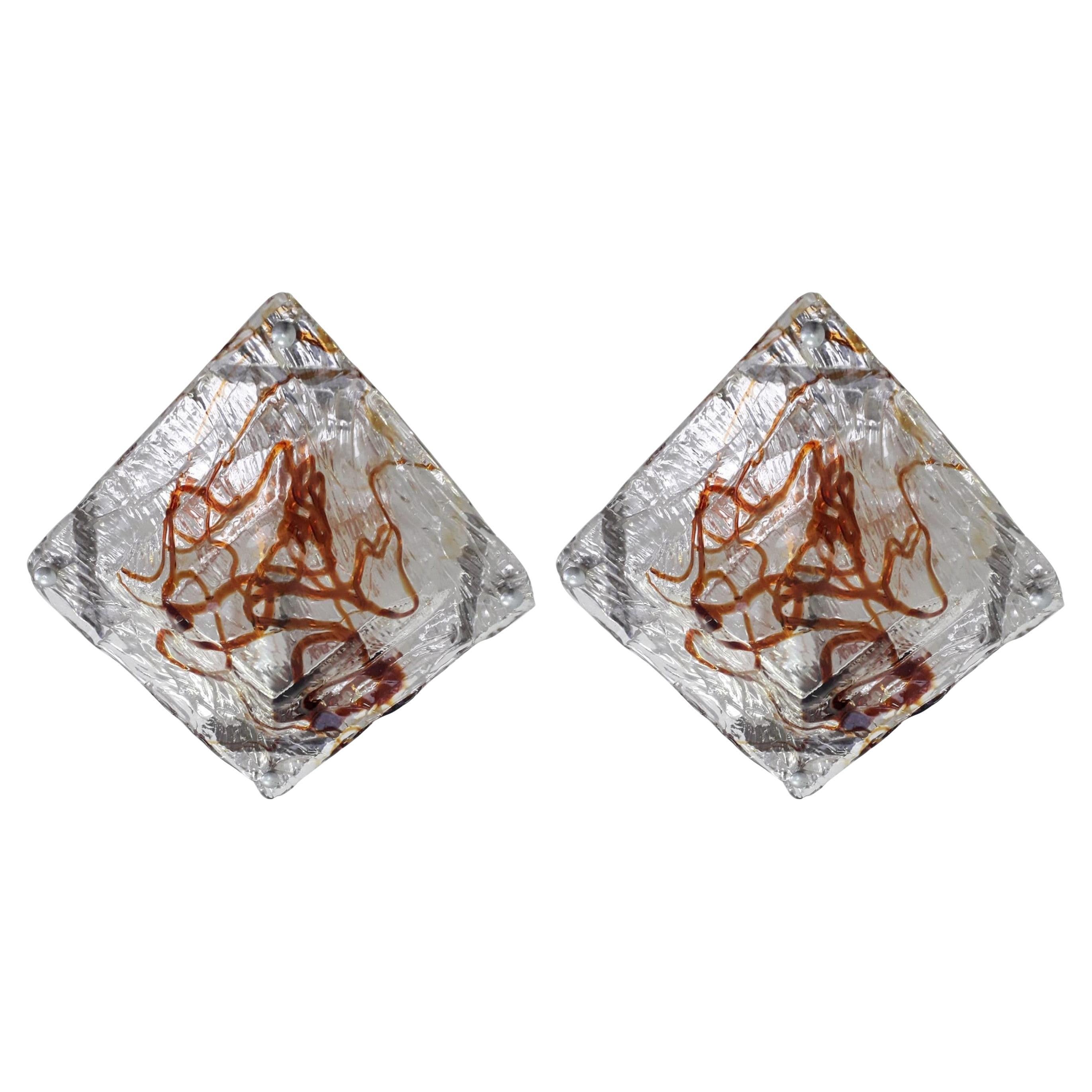 Paar Diamant-Wandleuchter von Mazzega