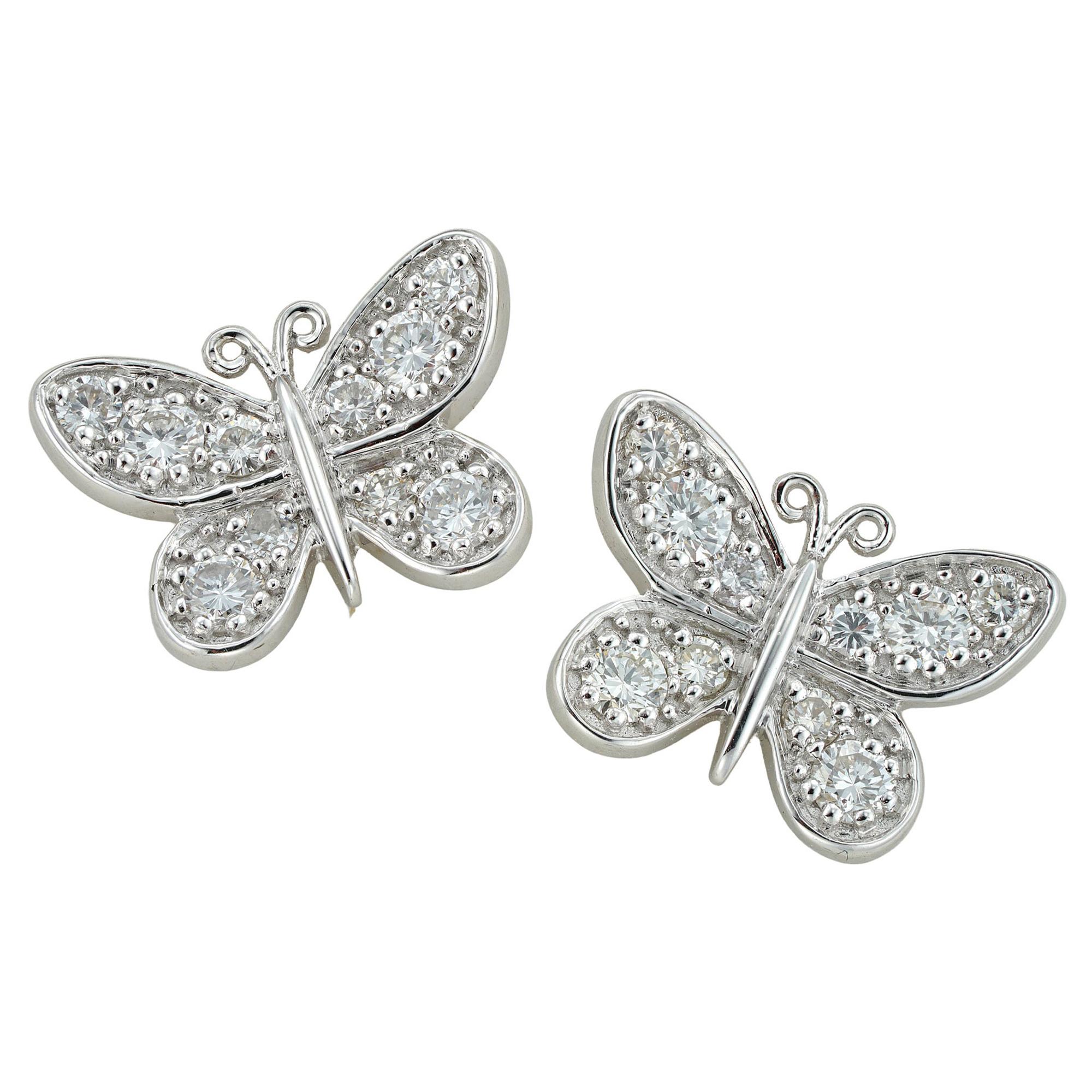Pair of Diamond-Set Big Butterfly Earrings