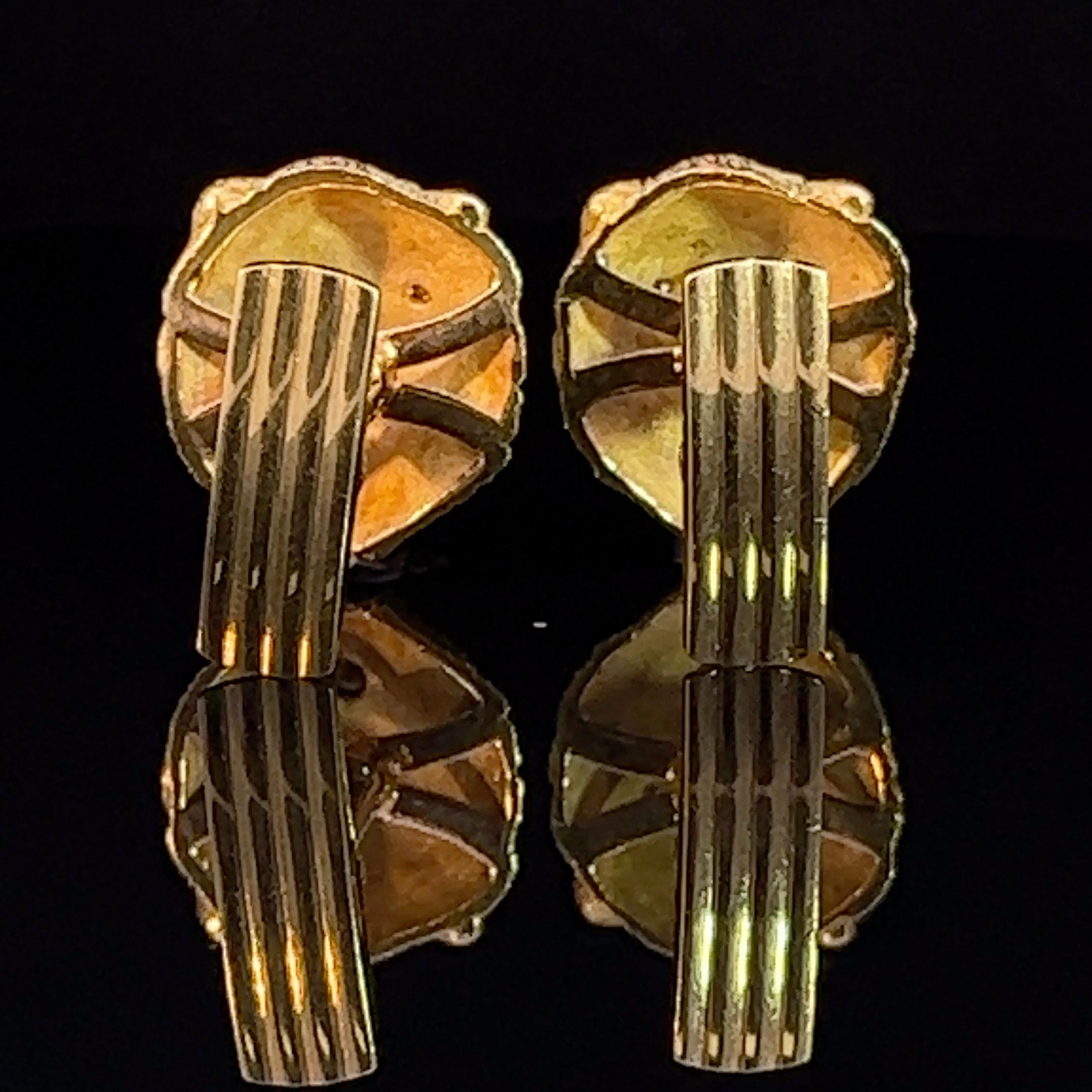 Pair of Diamond Set Lion Cufflinks Circa 1980s In Good Condition For Sale In ADELAIDE, SA