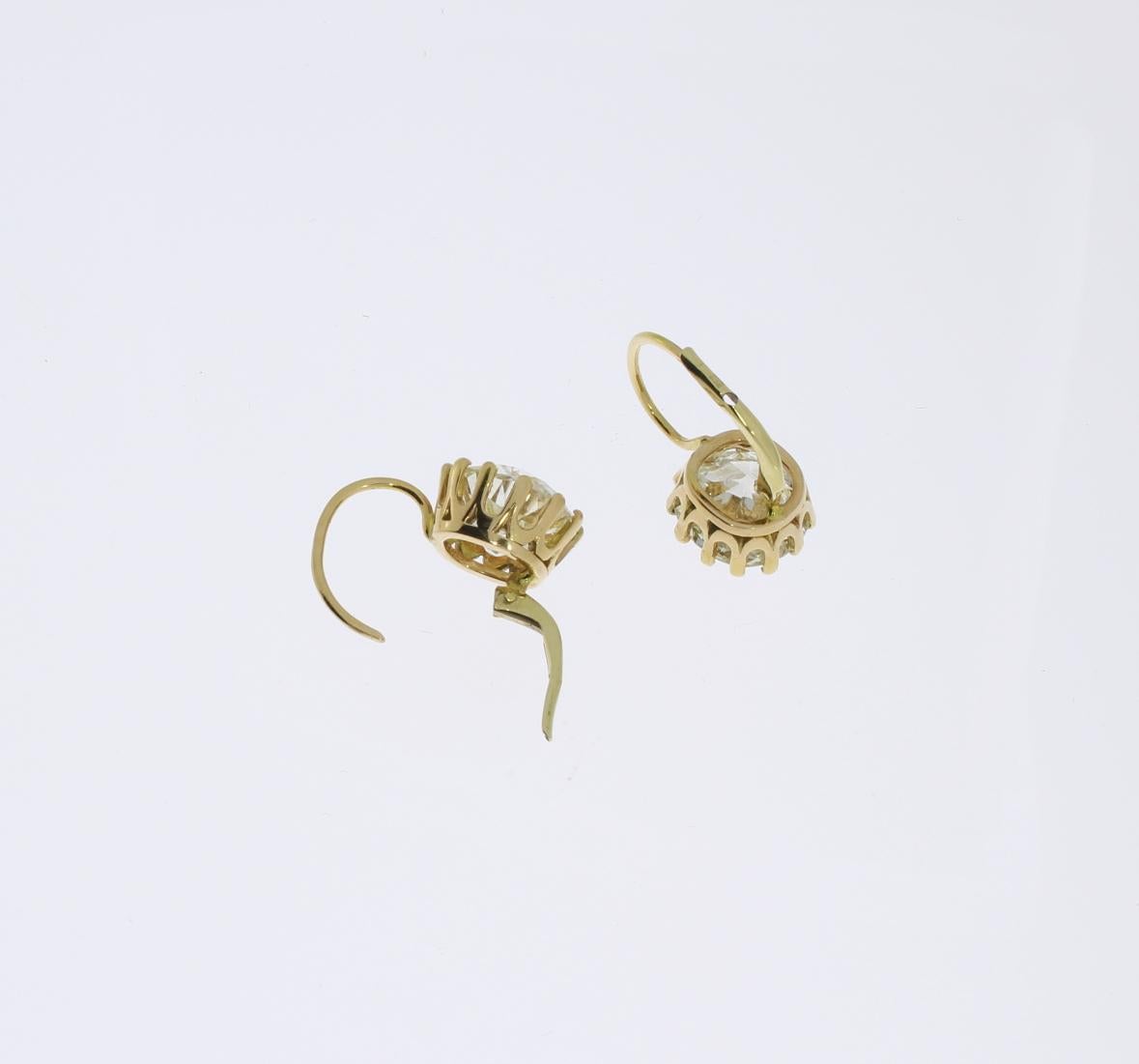 Old Mine Cut Pair of Diamond Stud Earrings in 18 Karat Yellow Gold