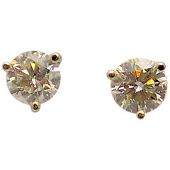 Vintage Pair of Diamond Stud Earrings in Martini Setting