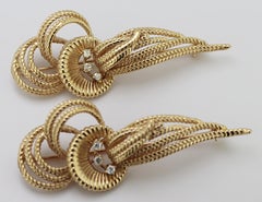 Pair of Diamond, Yellow Gold Double Brooches