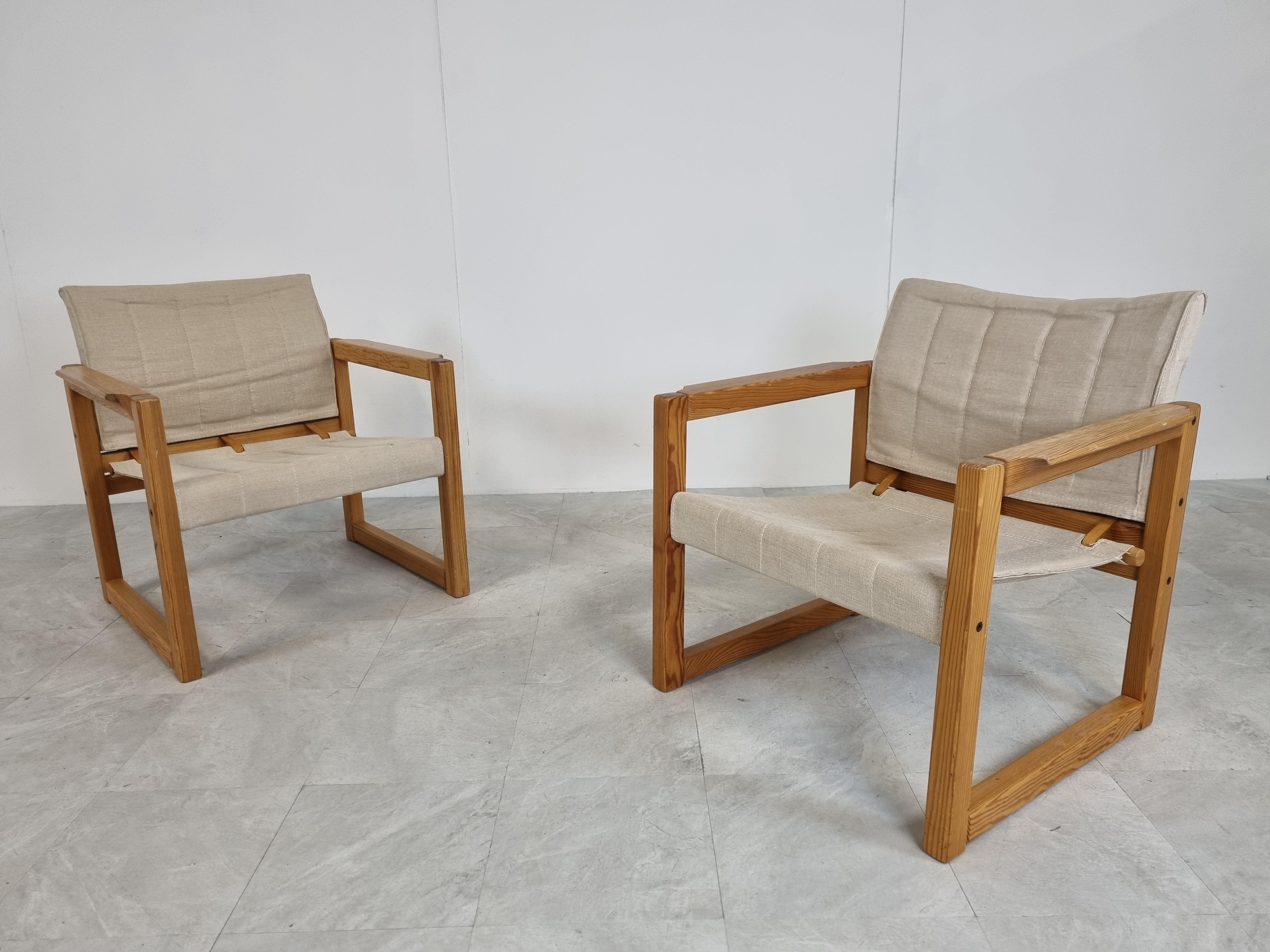 Pine Pair of Diana Armchairs Designed by Karin Mobring for Ikea, 1970s