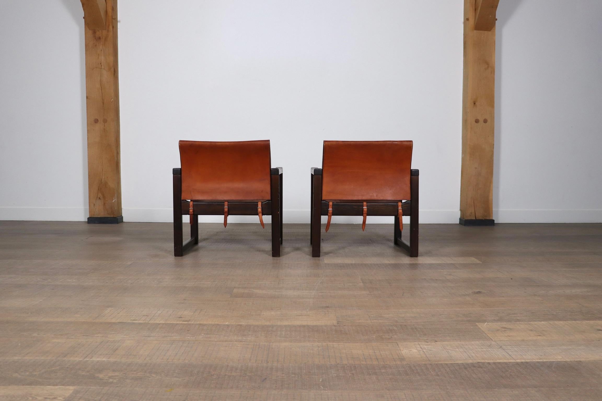 Pair Of Diana Safari Chairs By Karin Mobring In Cognac Leather For Ikea, 1970s 7