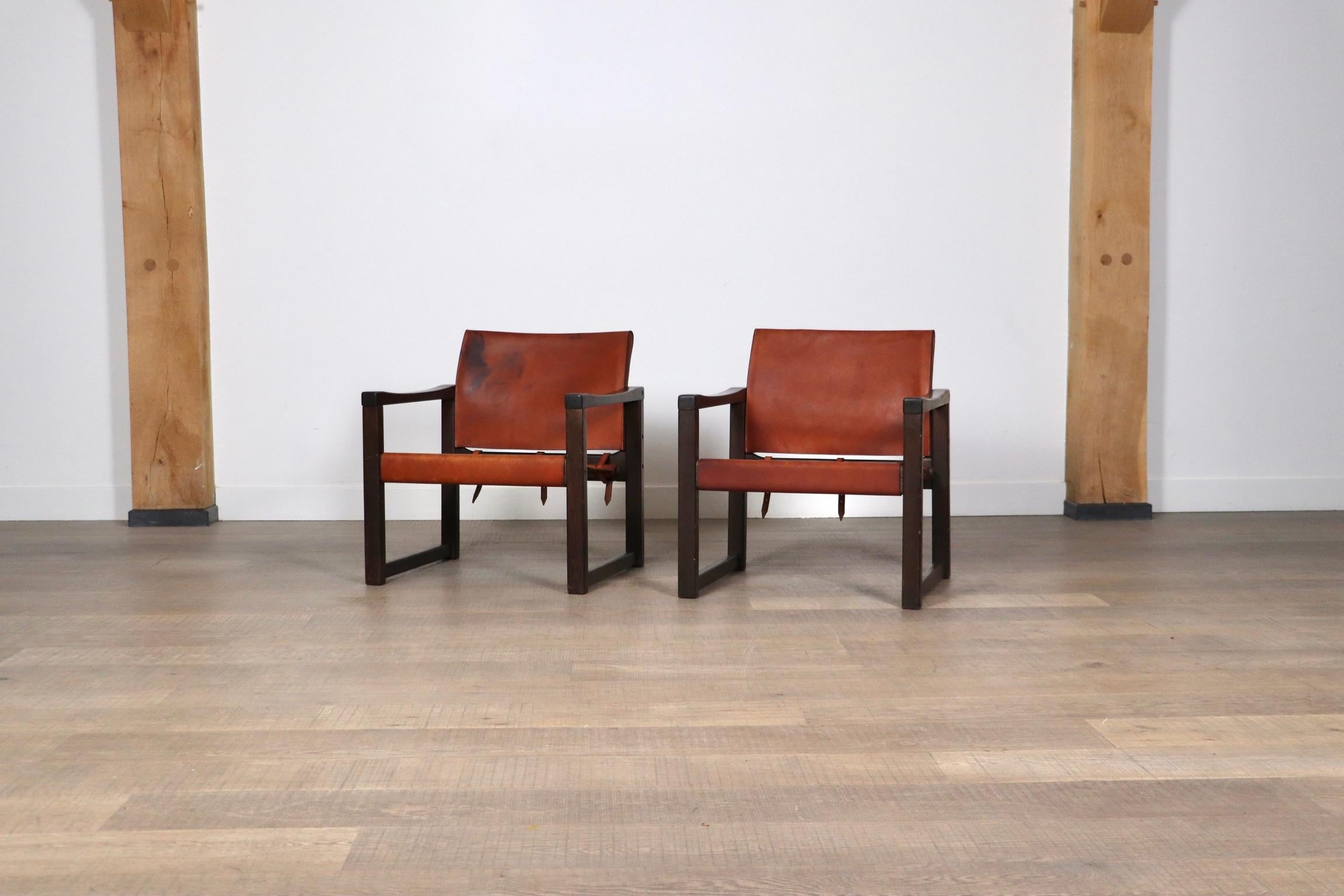 Pair Of Diana Safari Chairs By Karin Mobring In Cognac Leather For Ikea, 1970s 3