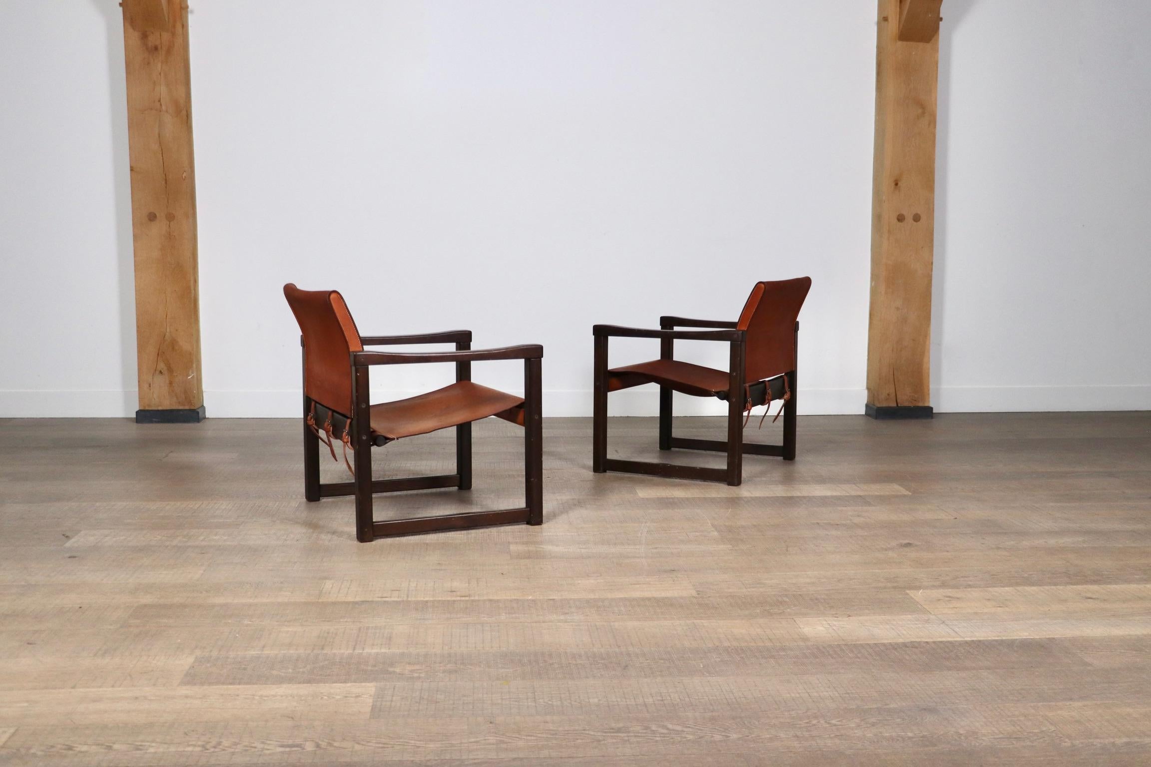 Pair Of Diana Safari Chairs By Karin Mobring In Cognac Leather For Ikea, 1970s 5