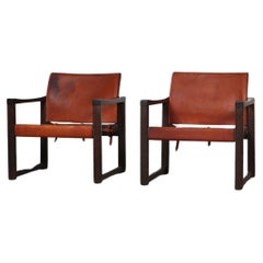 Paar Diana-Safari-Stühle von Karin Mobring aus cognacfarbenem Leder für Ikea, 1970er Jahre