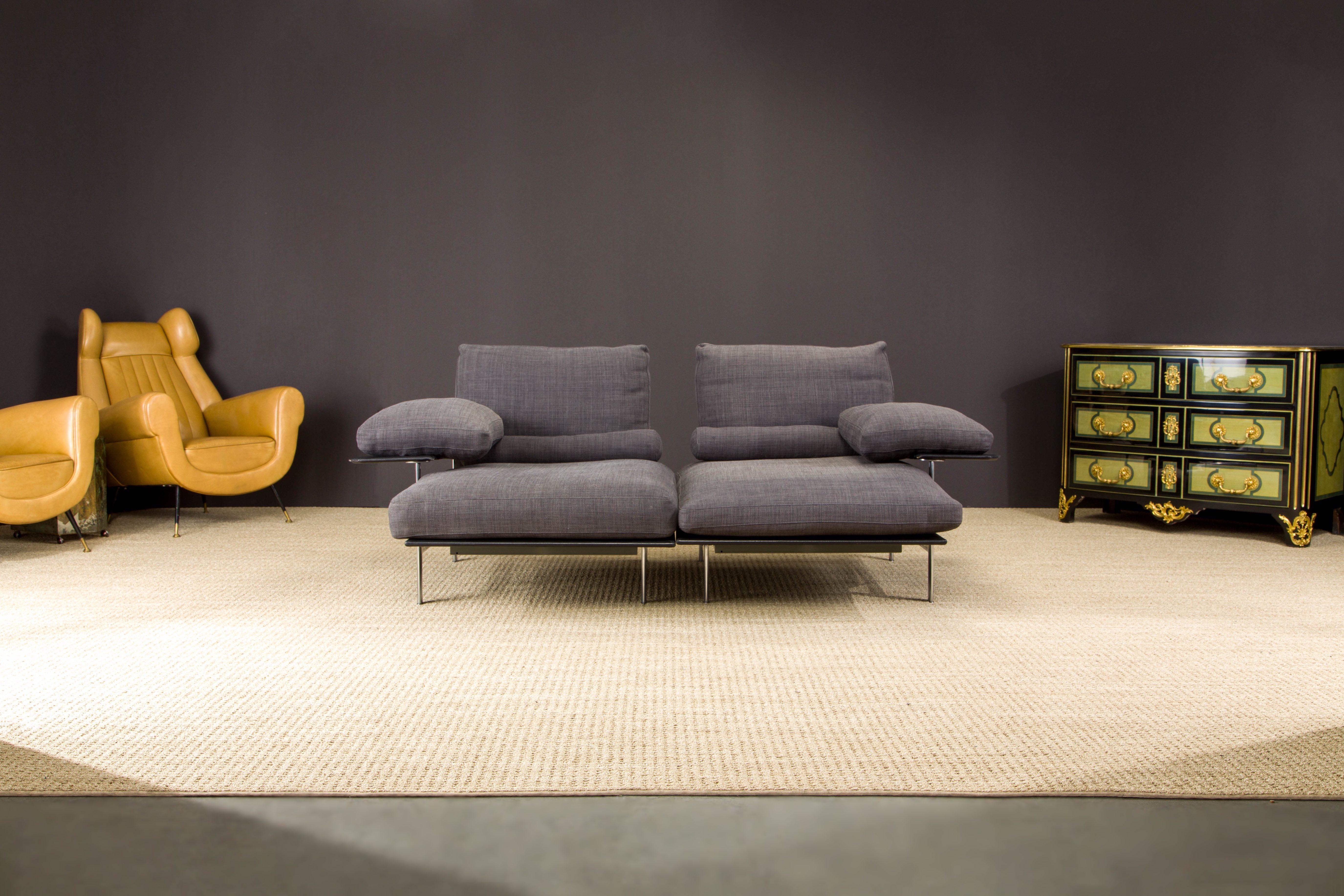 This elegant pair of 'Diesis' left-arm and right-arm chaise lounges were designed in 1979 by Paolo Nava & Antonio Citterio for B&B Italia and when placed together make an excellent and extremely comfortable daybed (or bed bed for that matter).