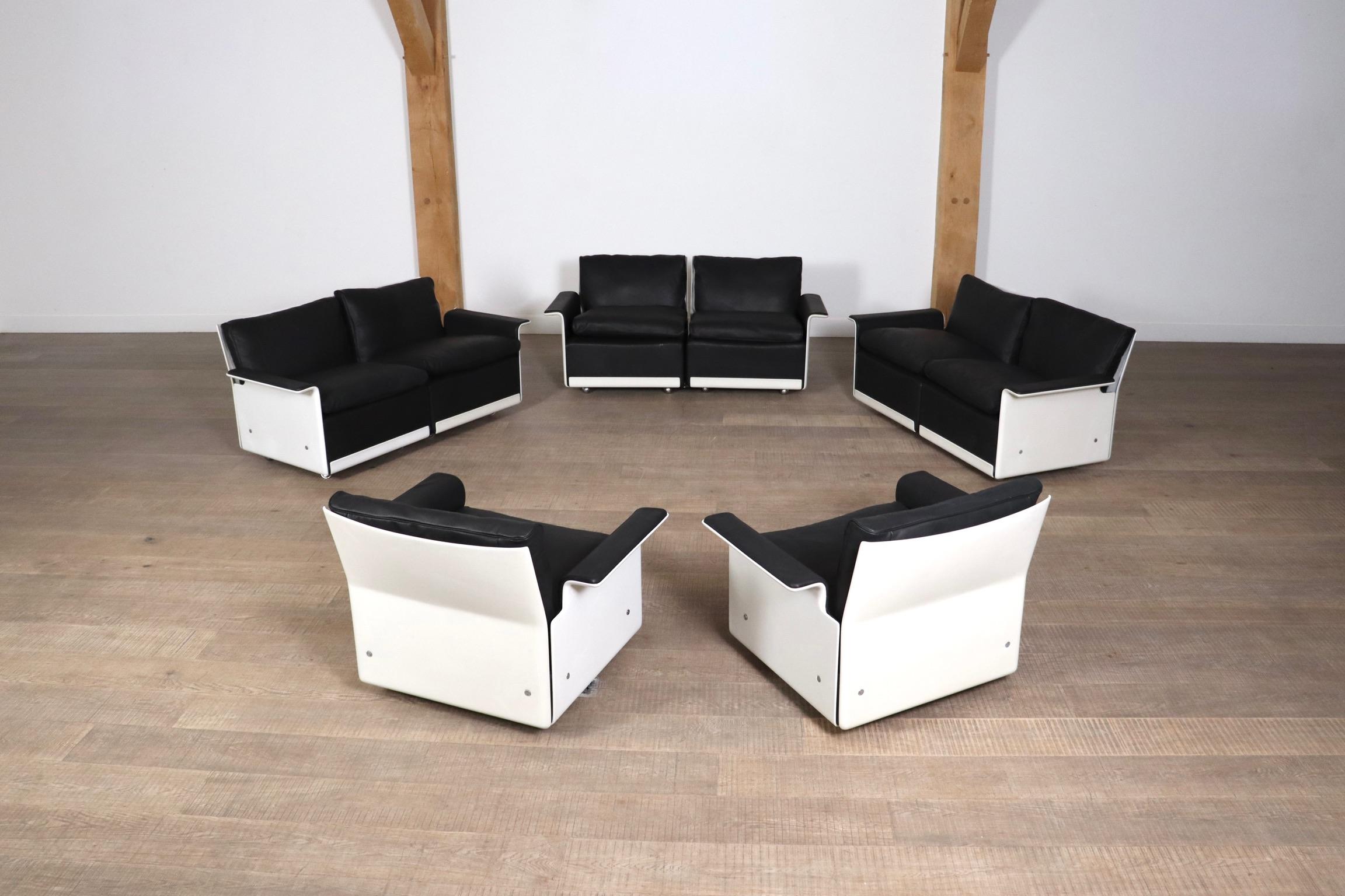 Paar Dieter Rams Modell 620 Sessel aus schwarzem Leder für Vitsoe, 1980er Jahre 9