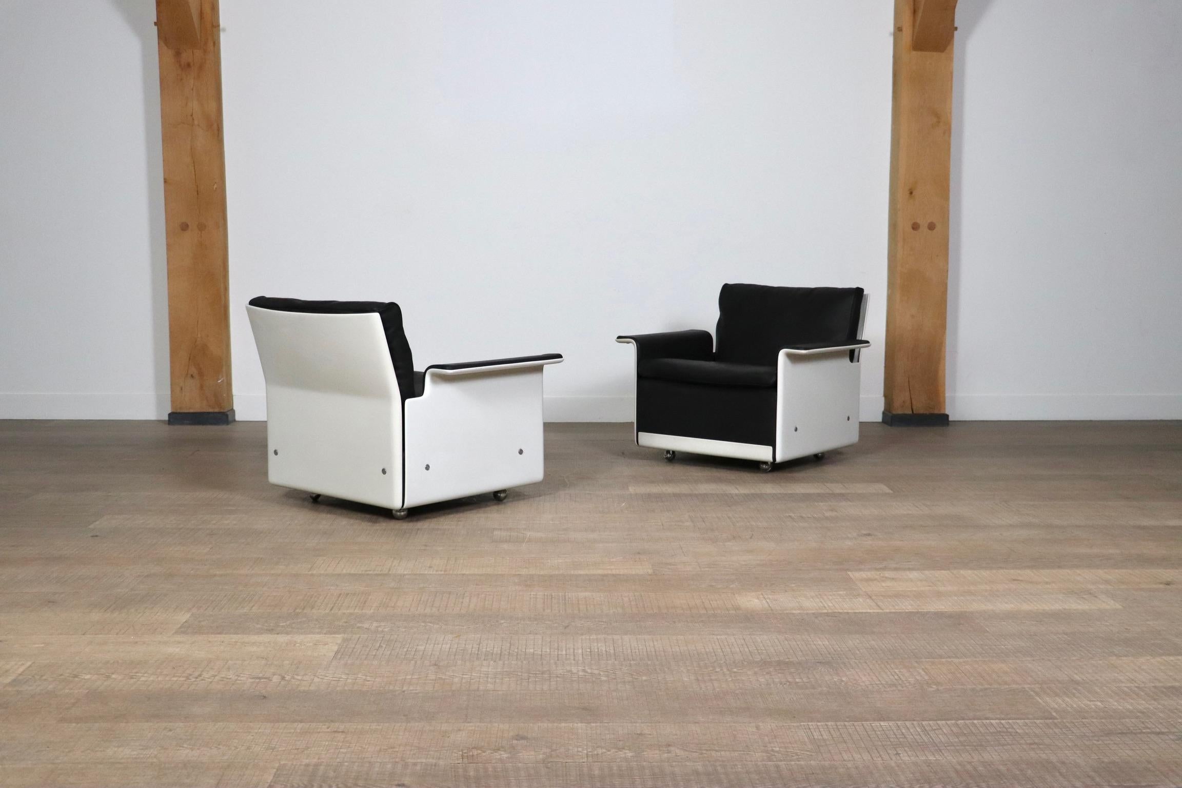 Paar Dieter Rams Modell 620 Sessel aus schwarzem Leder für Vitsoe, 1980er Jahre 4