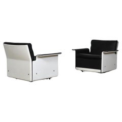 Paar Dieter Rams Modell 620 Sessel aus schwarzem Leder für Vitsoe, 1980er Jahre