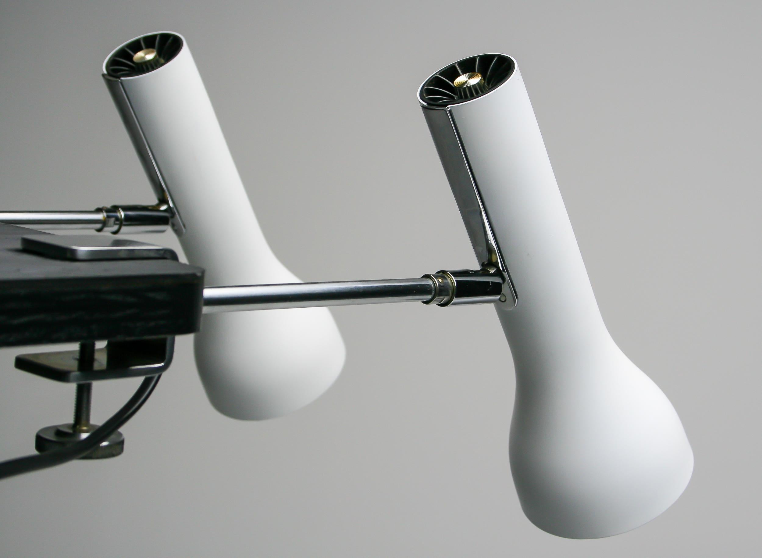 Mid-20th Century Pair of Dieter Waeckerlin Clamp Spotlights, 1960s Swiss Modernist Design For Sale