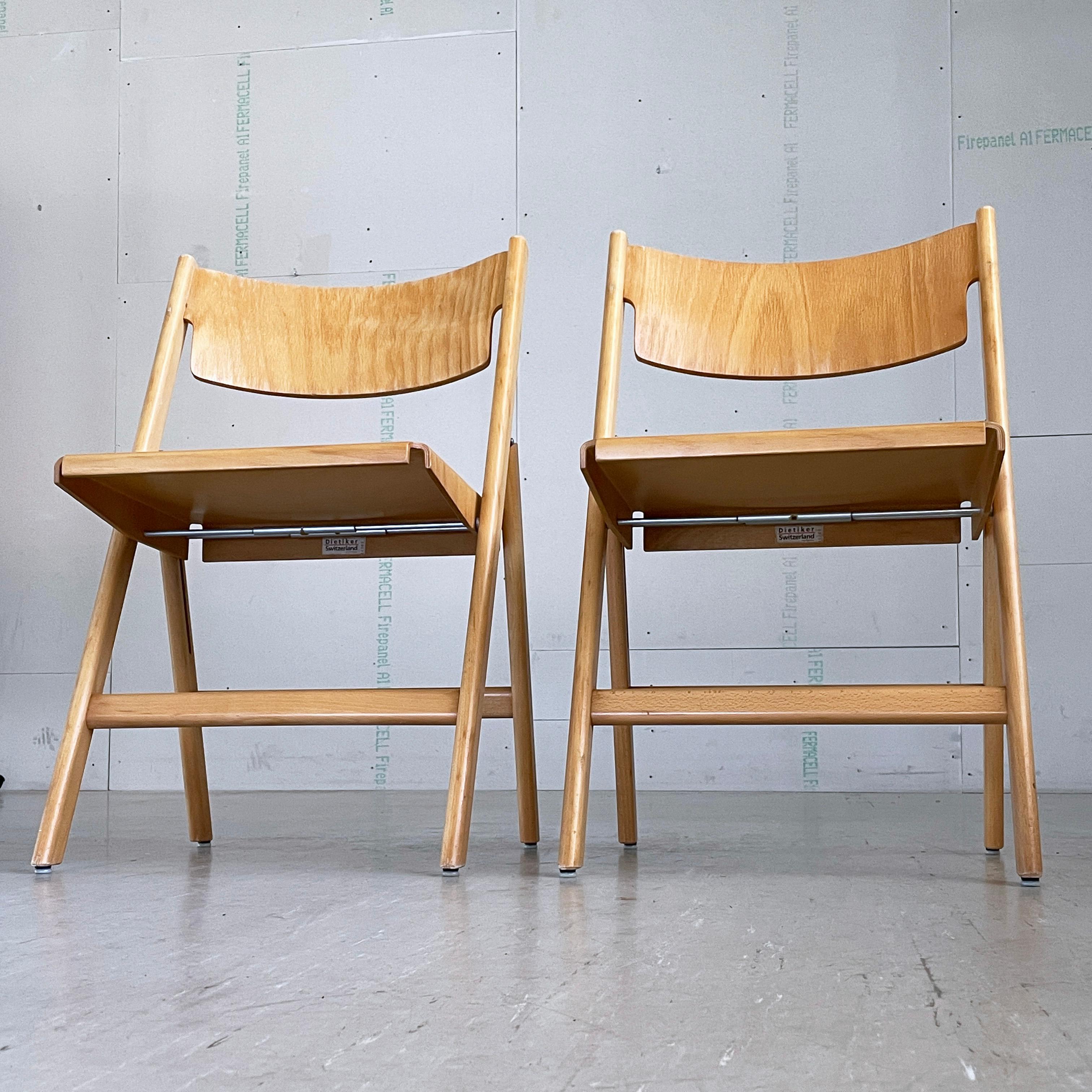Pair of Dietiker & Co. Model 1901 FS Folding Chairs by Hans Eichenberger, 1966 For Sale 1