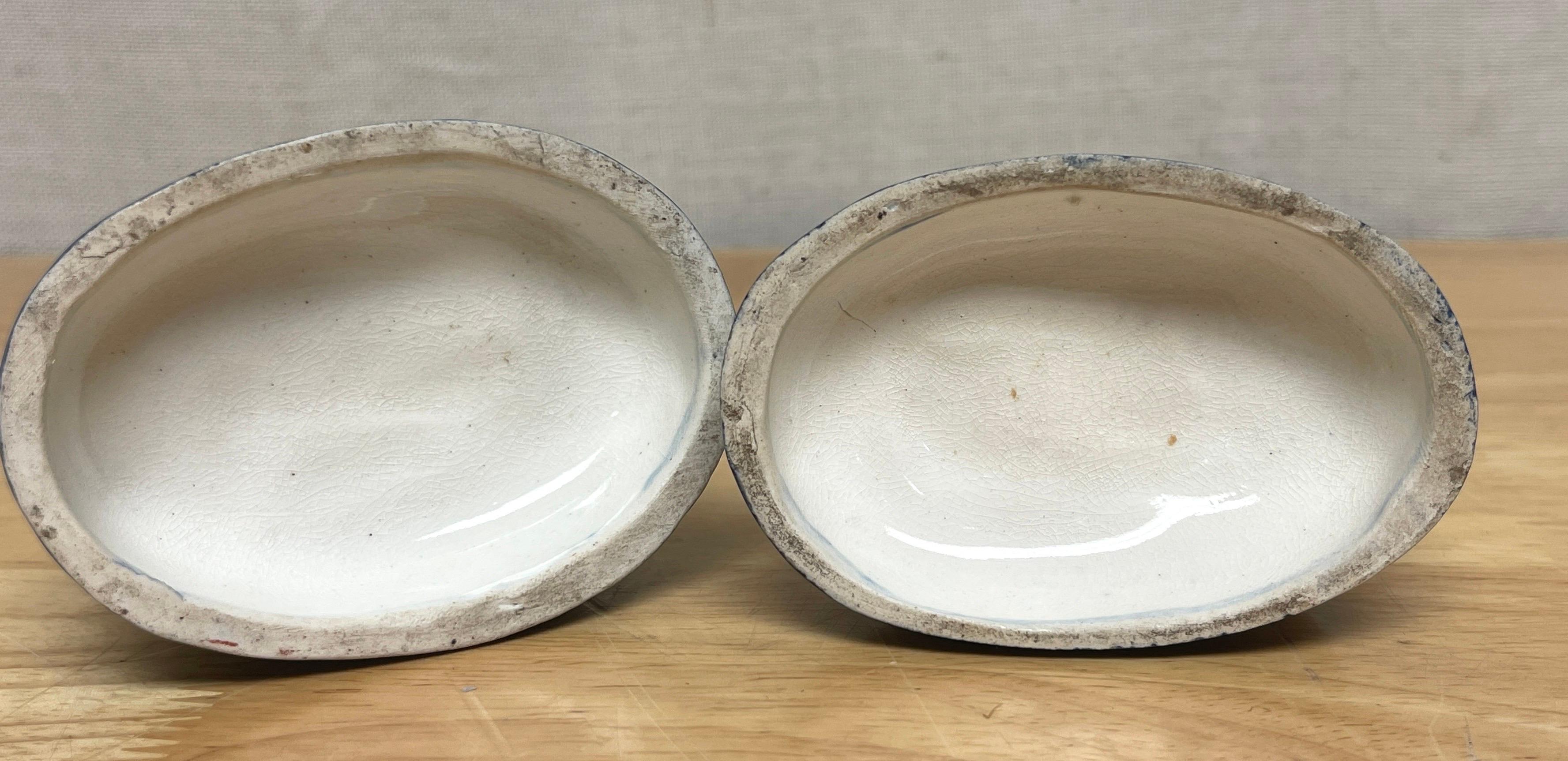 Pottery Pair of Diminutive Antique Staffordshire Seated Dalmatians with Chains