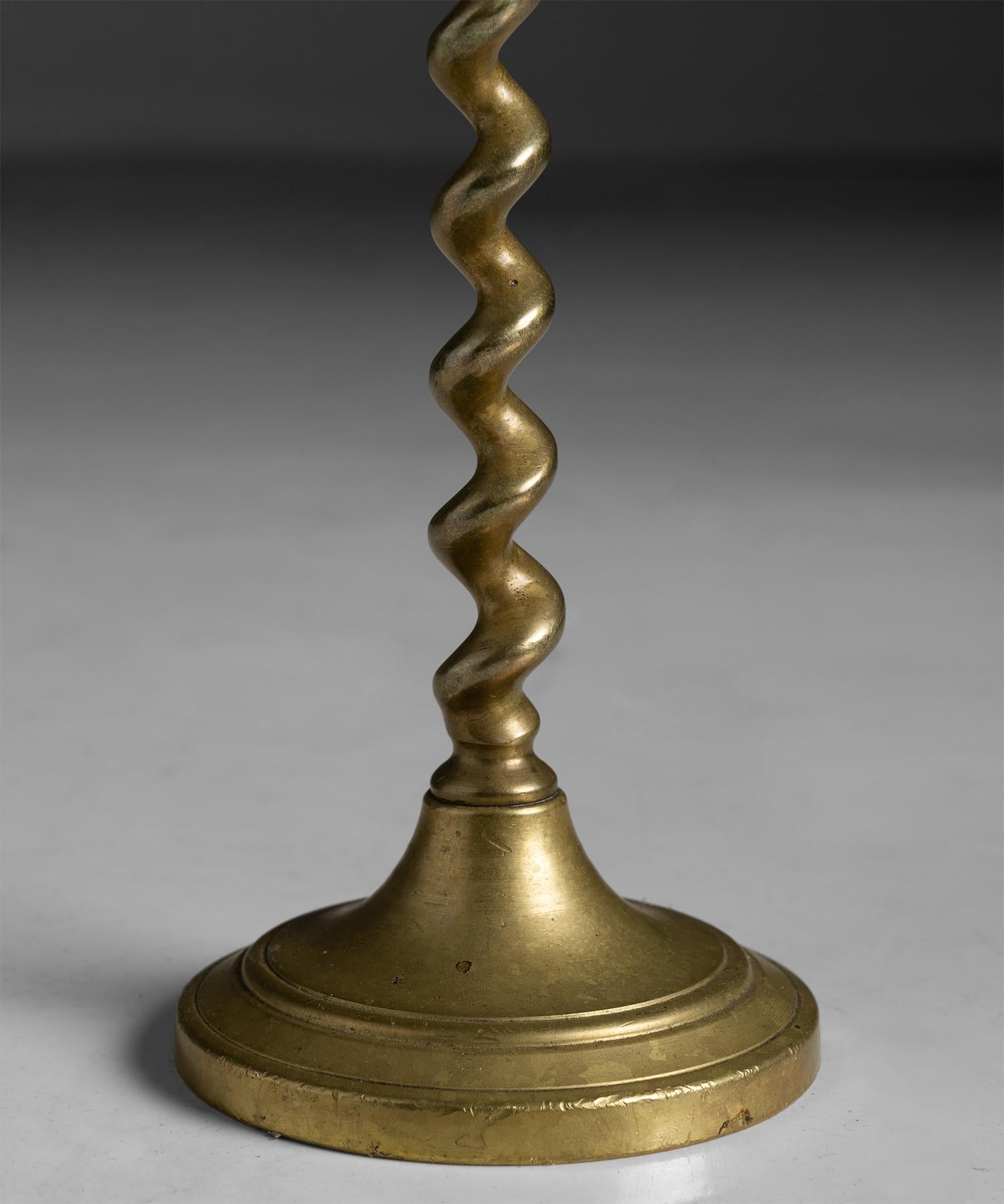 Pair of Diminutive  Brass Candlesticks, England circa 1920 1