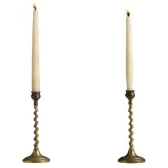 Pair of Diminutive  Brass Candlesticks, England circa 1920