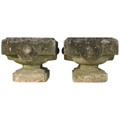 Pair of Diminutive French Cast Stone Tabletop Urns