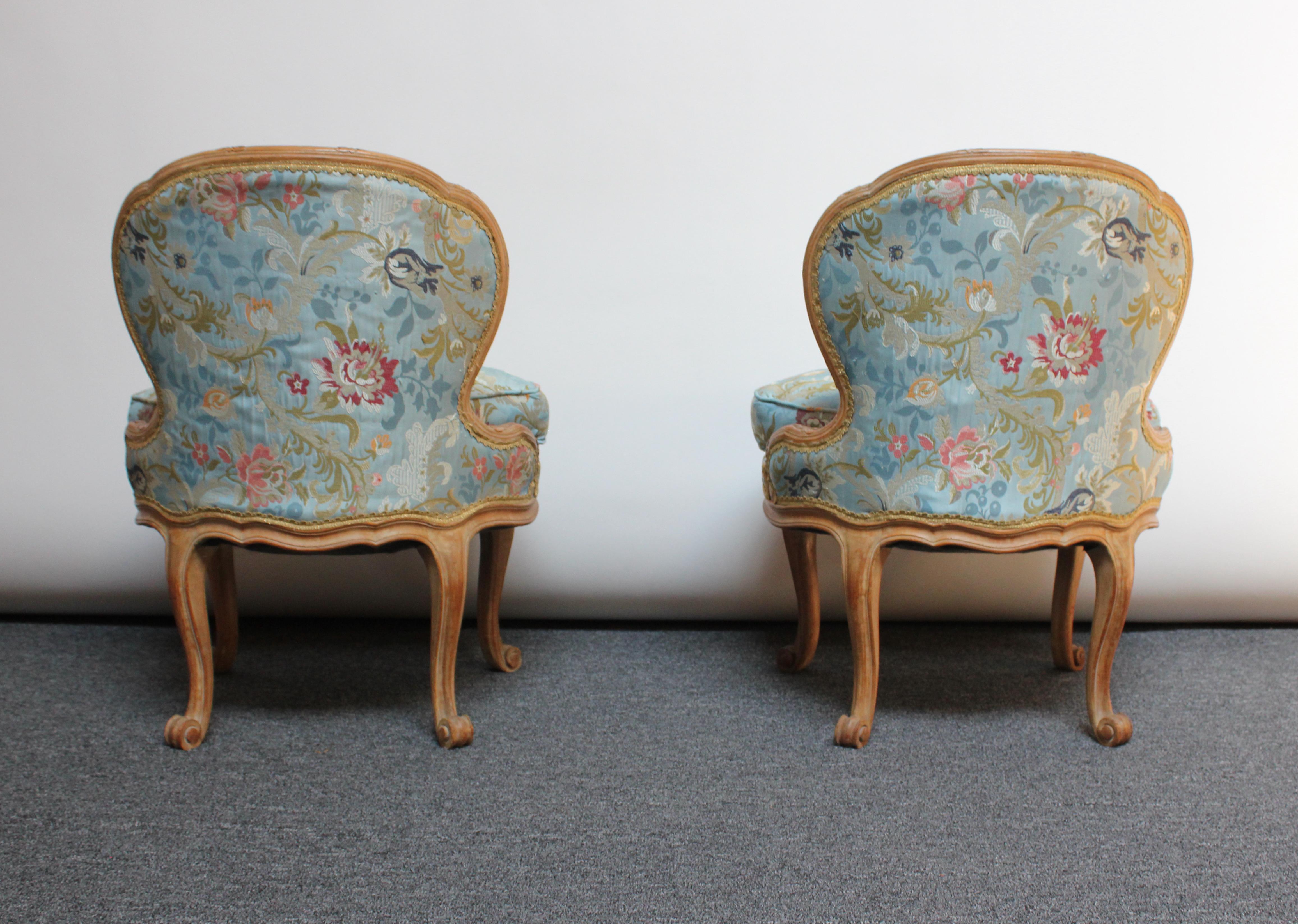 Pair of Diminutive French Louis XV Rococo Boudoir Slipper Chairs 4