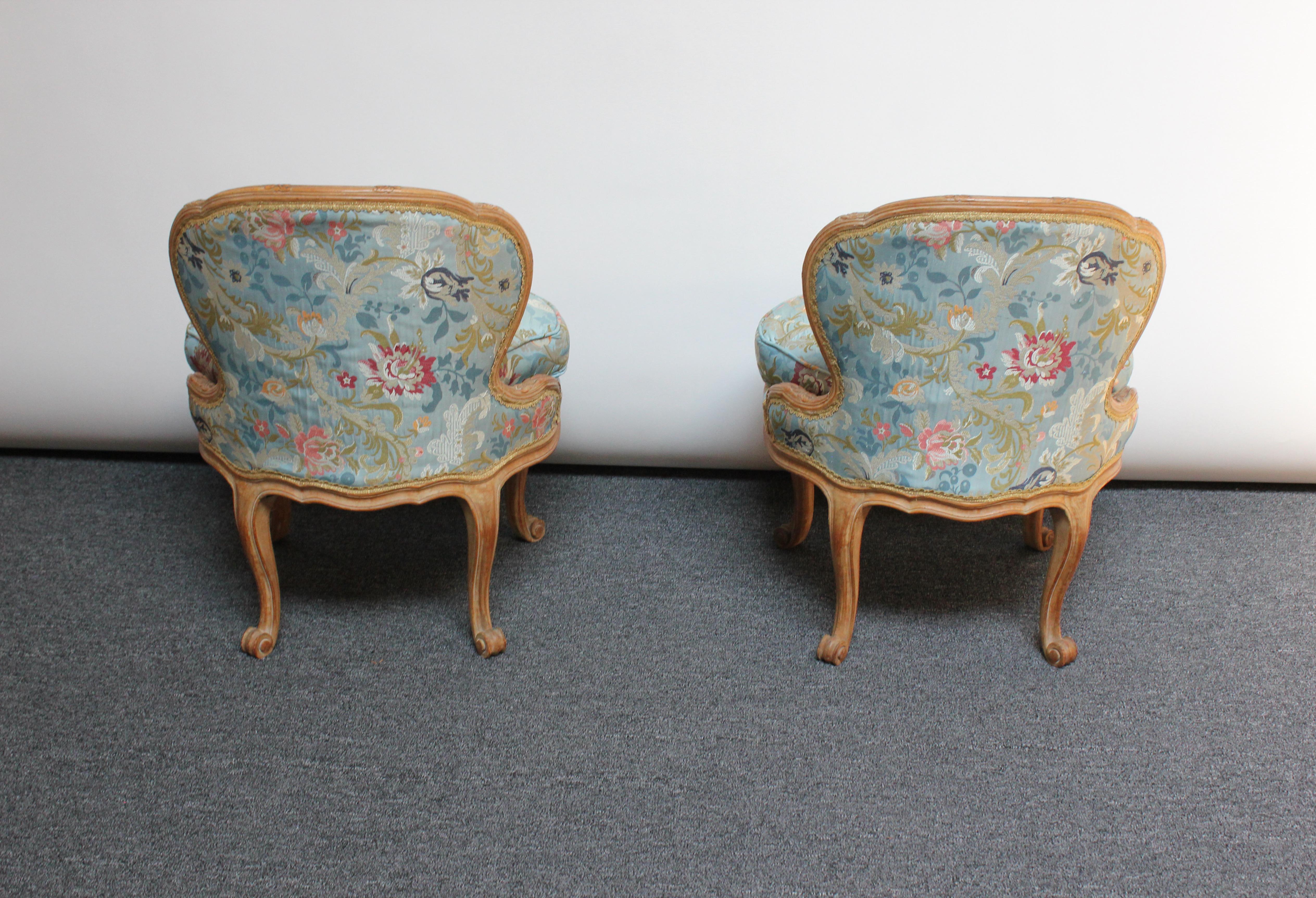 Pair of Diminutive French Louis XV Rococo Boudoir Slipper Chairs 3