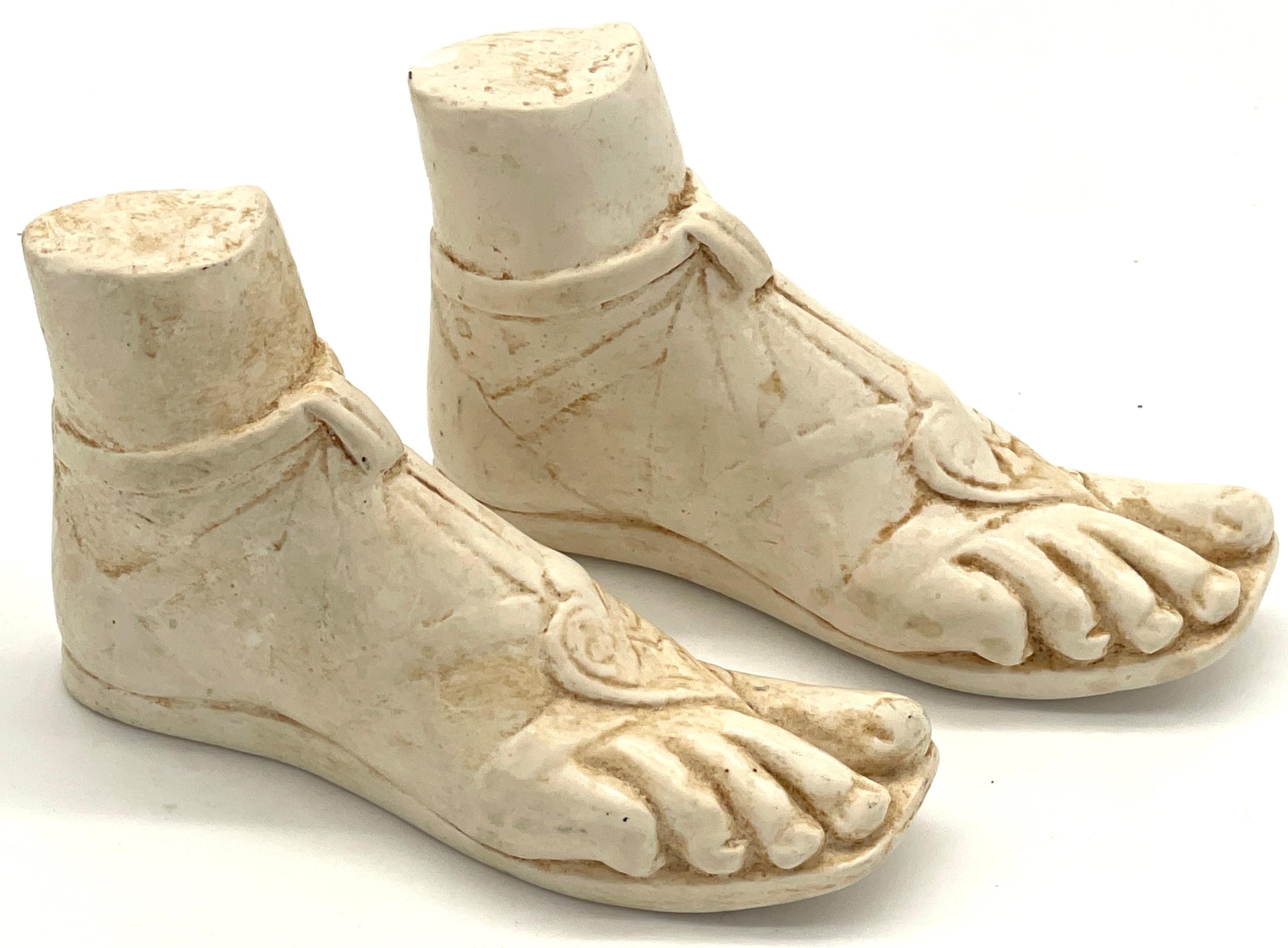Pair of Diminutive Italian Grand Tour Style Models of Two Sandaled Right Feet
Italy, Circa 1960s

A delightful and charming pair of diminutive Italian Grand Tour style models of two sandaled right feet, hailing from Italy and dating back to the