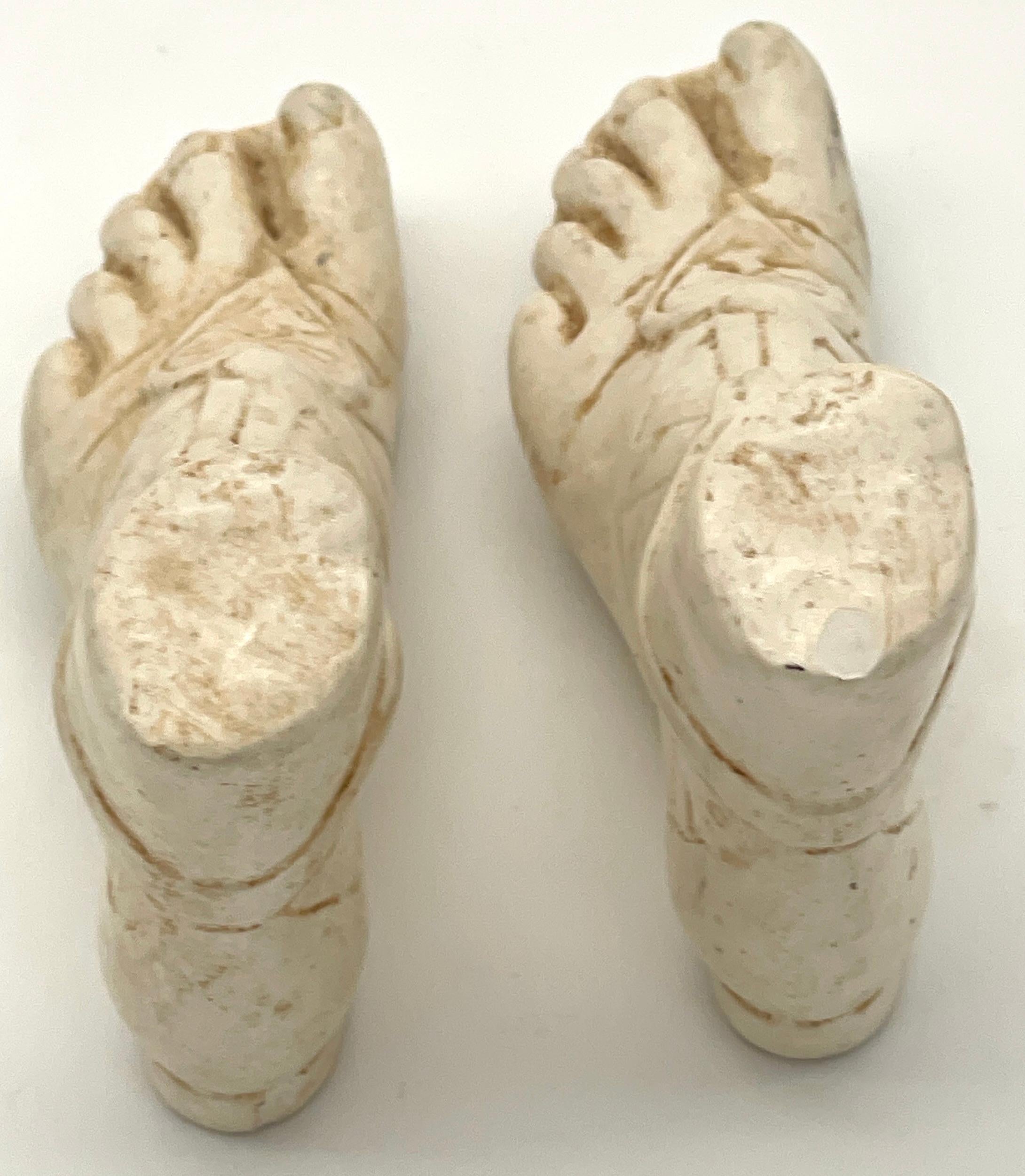 Pair of Diminutive Italian Grand Tour Style Models of Two Sandaled Right Feet In Good Condition For Sale In West Palm Beach, FL