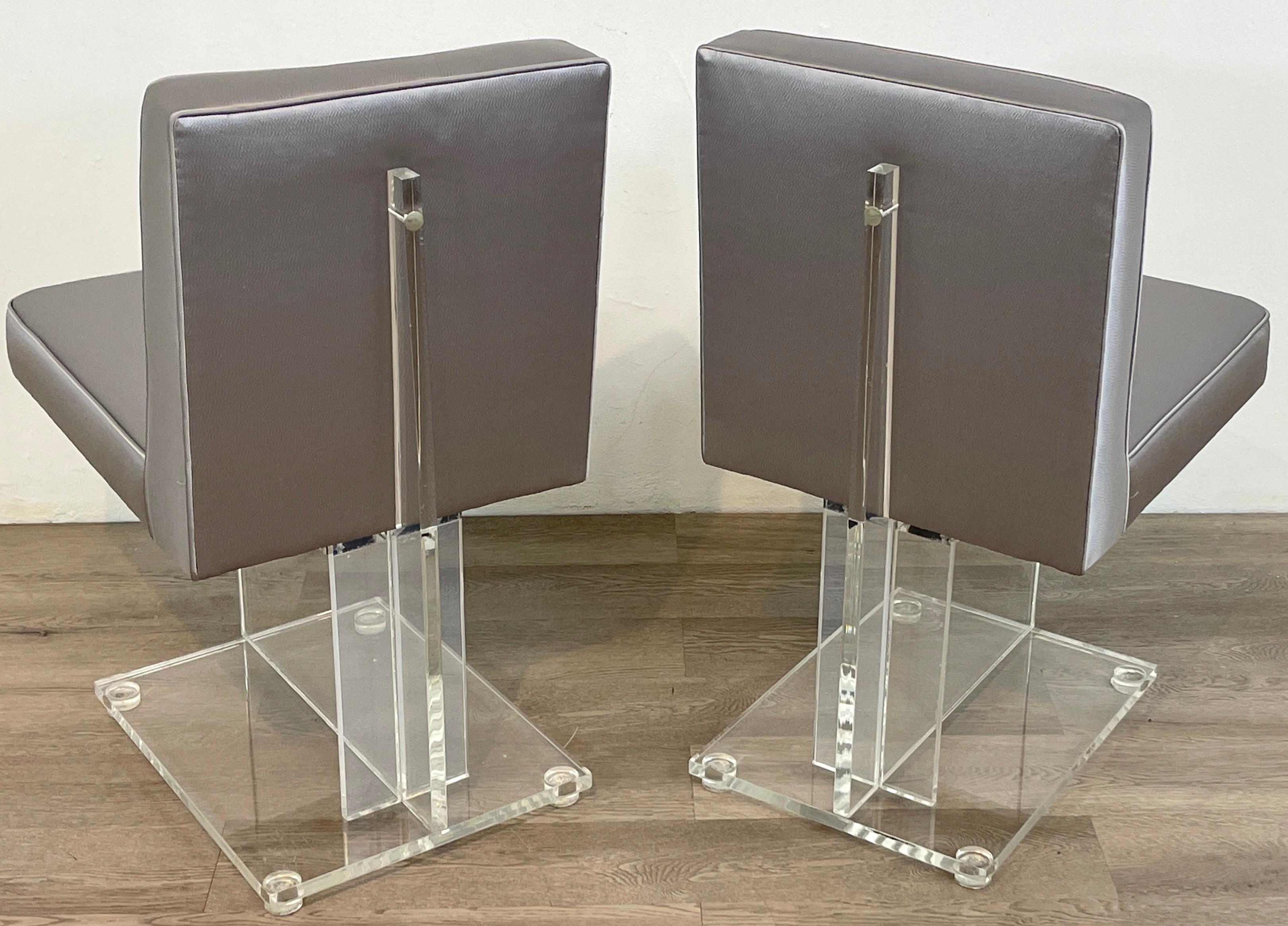 American Pair of 1970s Diminutive Sculptural Lucite Chairs 