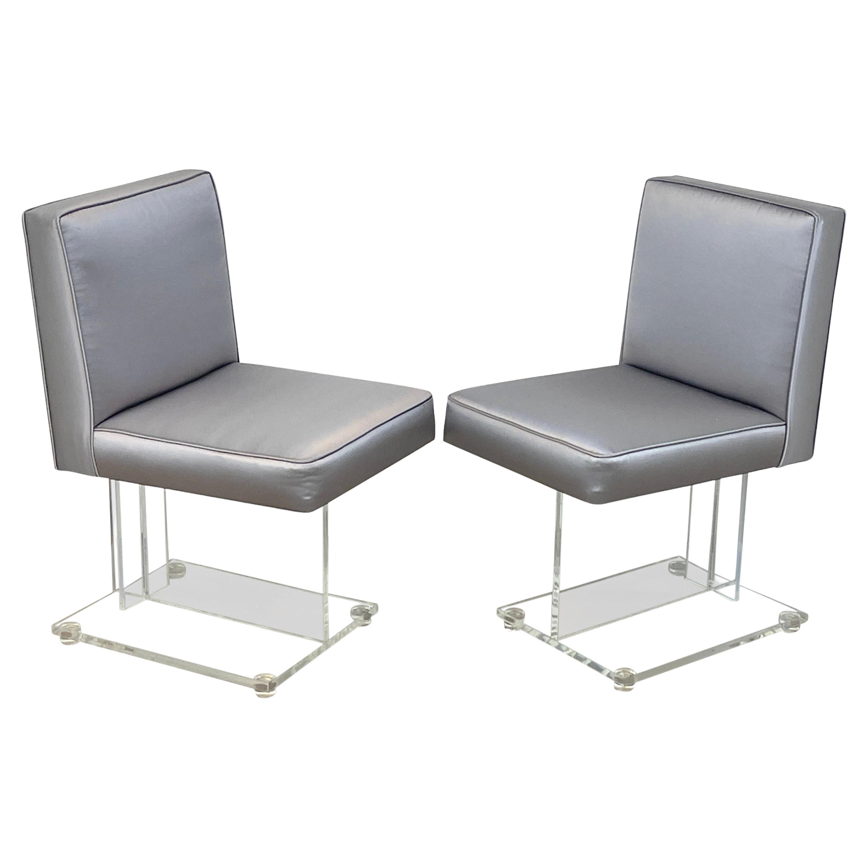 Pair of 1970s Diminutive Sculptural Lucite Chairs 