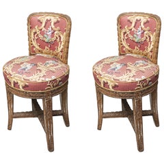 Pair of Diminutive Louis XVI-Style Painted and Carved Side Chairs