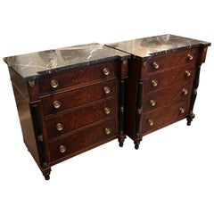 Pair of Diminutive Neoclassical Marble-Top Chests by Kittenger