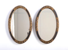 Pair of Diminutive Oval Mirrors By A.J. Rowley, England C.1920
