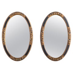 Pair of Diminutive Oval Mirrors By A.J. Rowley, England C.1920