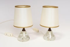 Par de lámparas de mesita de noche vintage italianas, de cristal soplado, de tamaño reducido y estilo «boudoir»