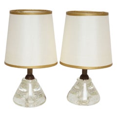 Par de lámparas de mesita de noche vintage italianas, de cristal soplado, de tamaño reducido y estilo «boudoir»