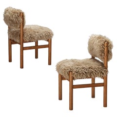 Pair of Dining Chair in Pine and Sheepskin 