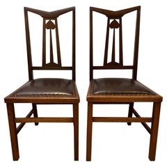 Pair of Dining Chairs, Arts & Crafts with Spade Detail