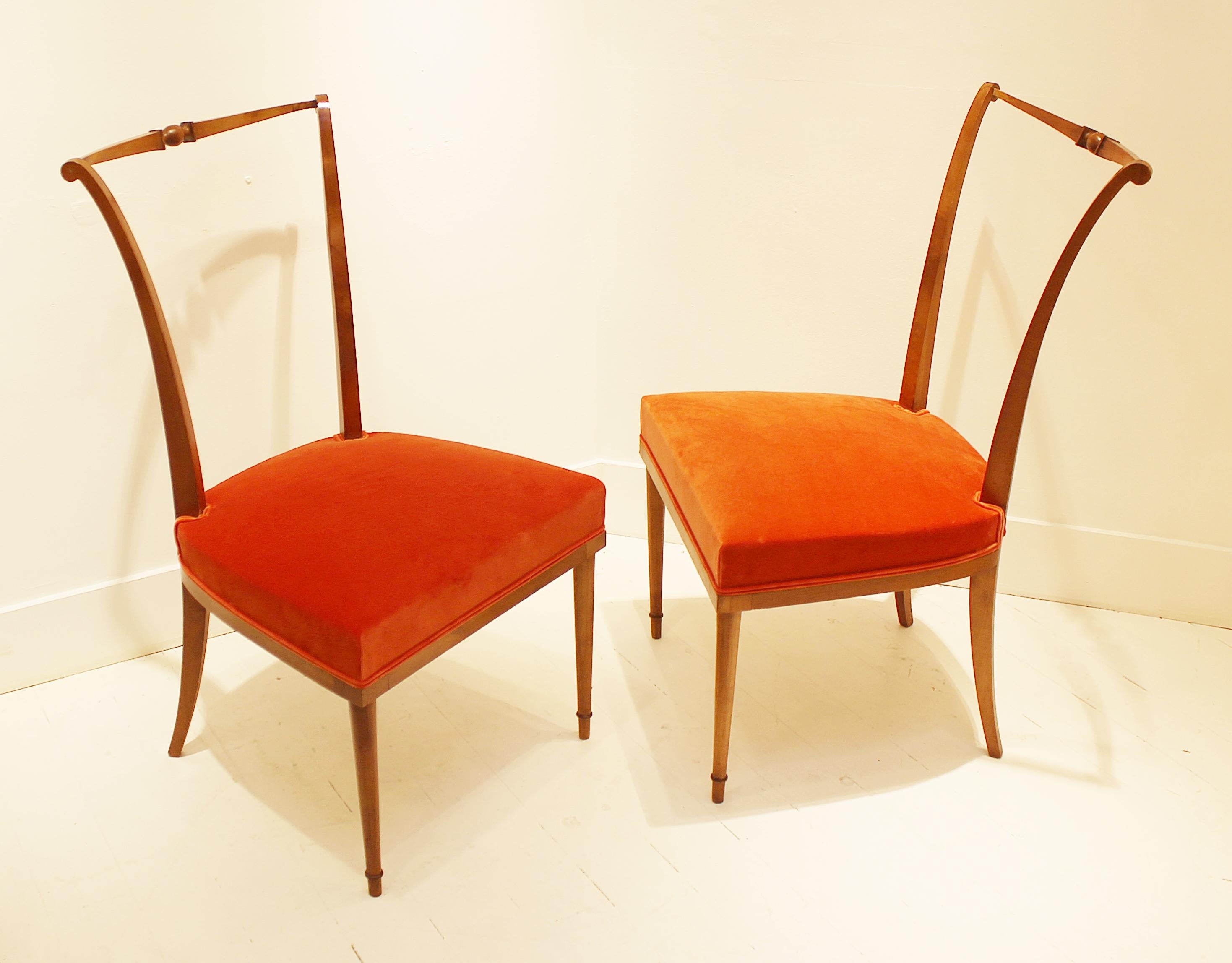 French Pair of Dining Chairs by Andre Arbus, France For Sale