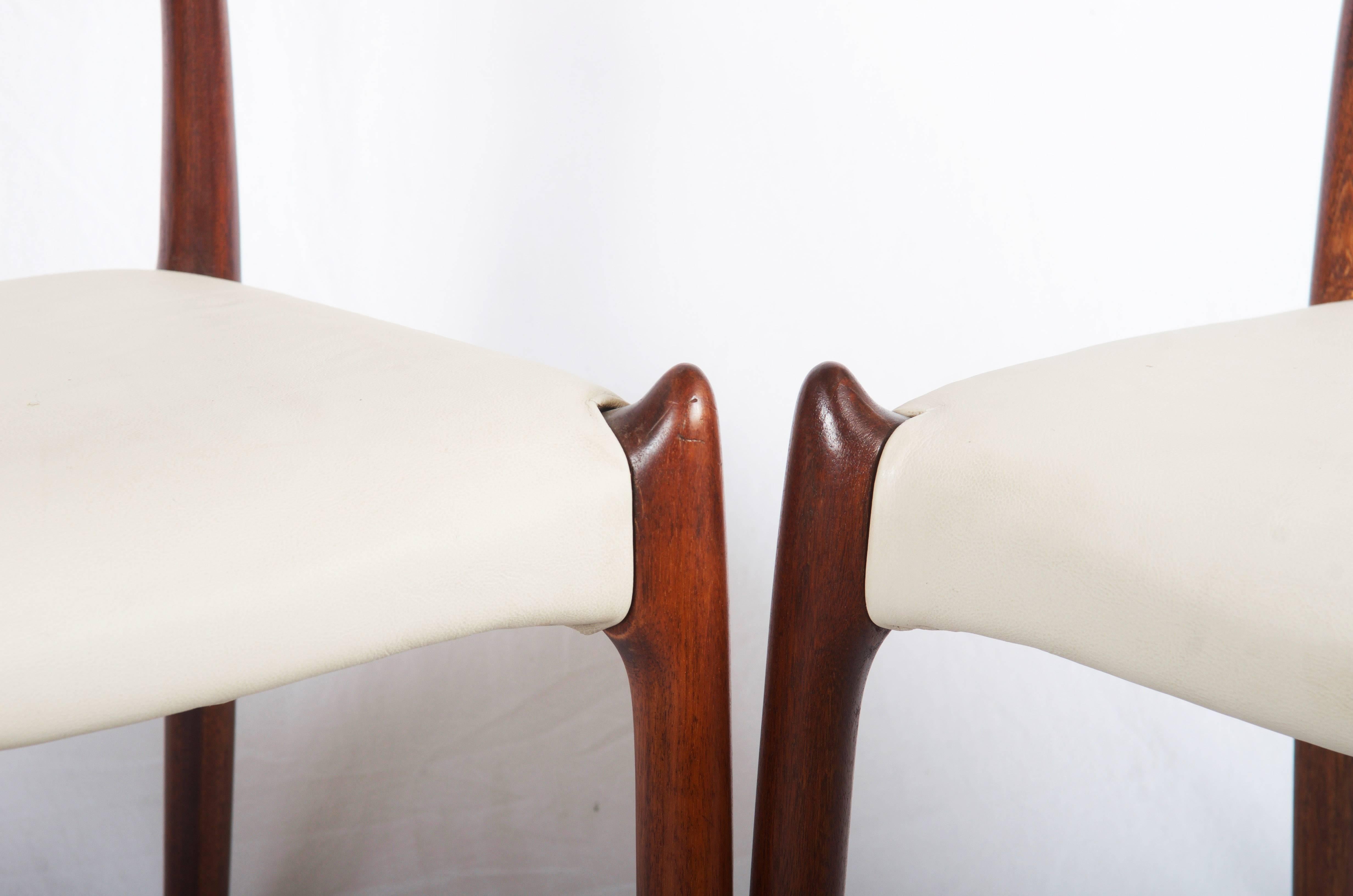Leather Pair of Dining Chairs by Niels Otto Møller Model 78