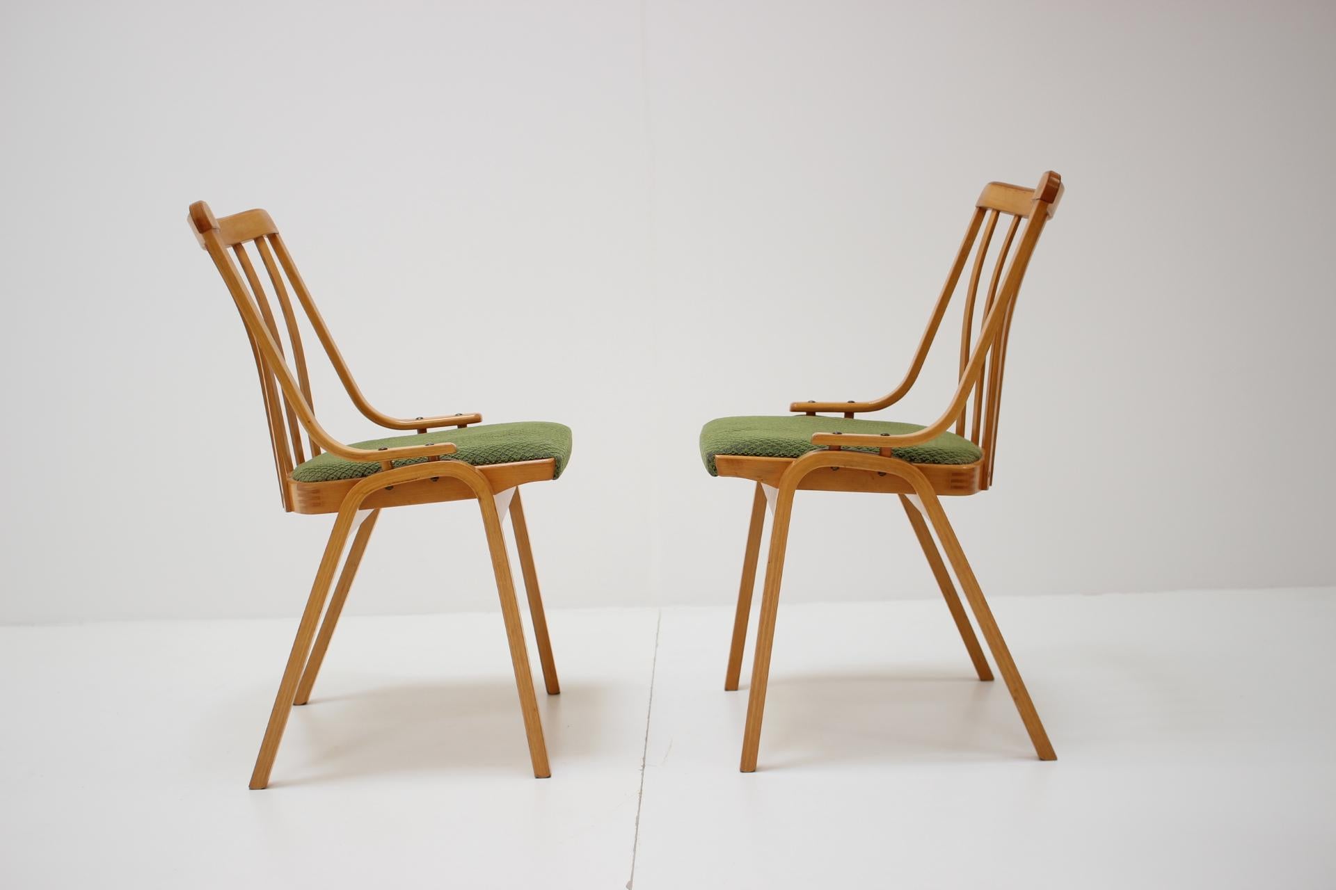 Fabric Pair of Dining Chairs Designed by Antonín Šuman, 1960s