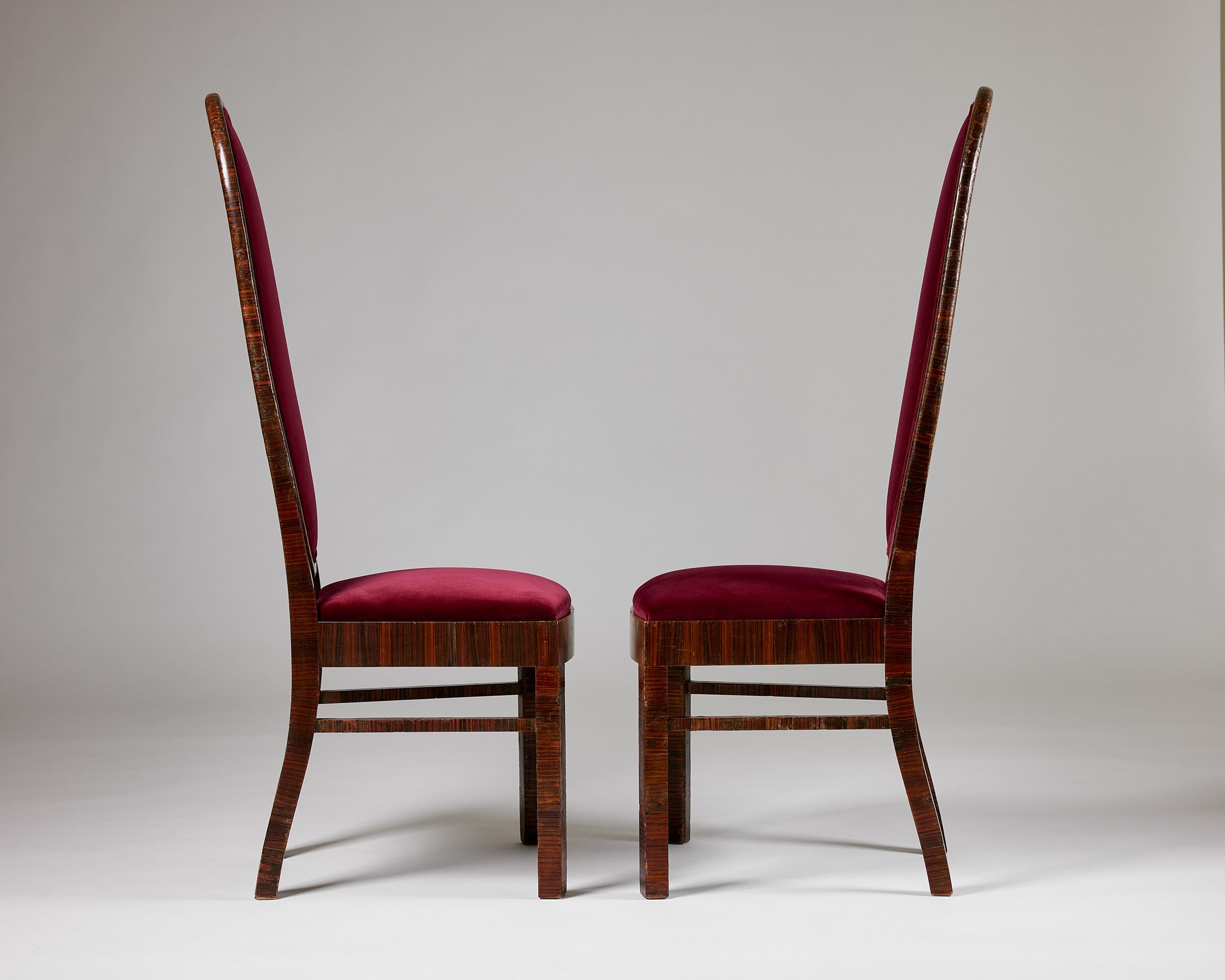 Mid-Century Modern Pair of dining chairs designed by Axel Einar Hjorth for Nordiska Kompaniet For Sale