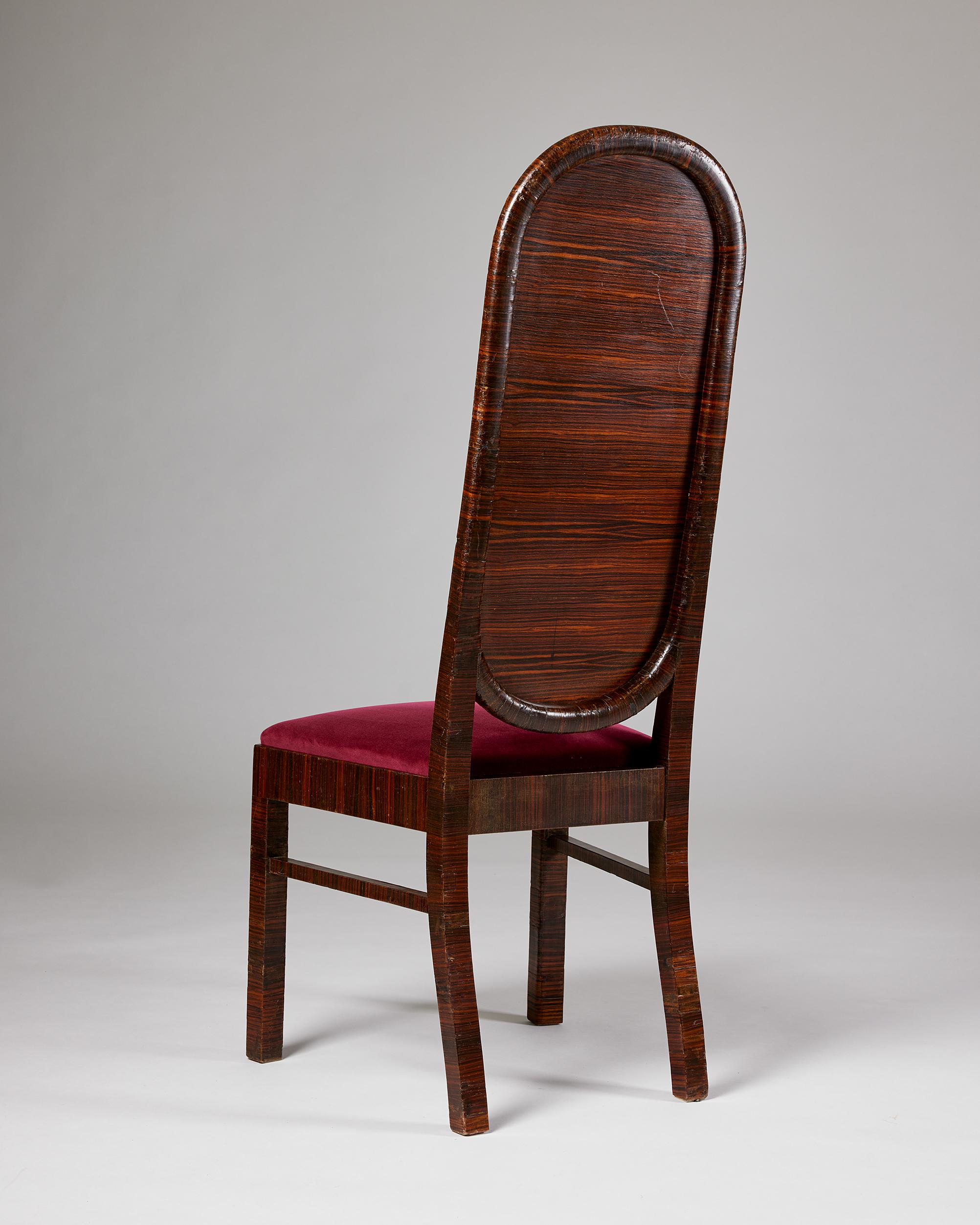 Velours Paire de chaises de salle à manger conçues par Axel Einar Hjorth pour Nordiska Kompaniet en vente