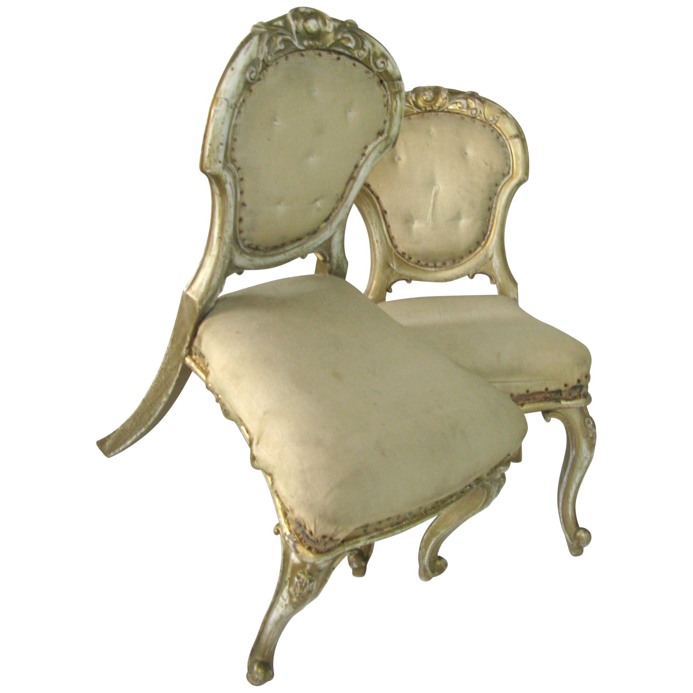Pair of Dining Chairs, French Chairs, Gilded Chairs, Side Chairs, 19th Century For Sale