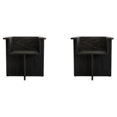 Pair of Dining Chairs in Coffee Black Oak Contemporary Design