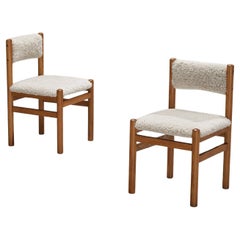 Pair of Dining Chairs in Pine and Sheepskin 