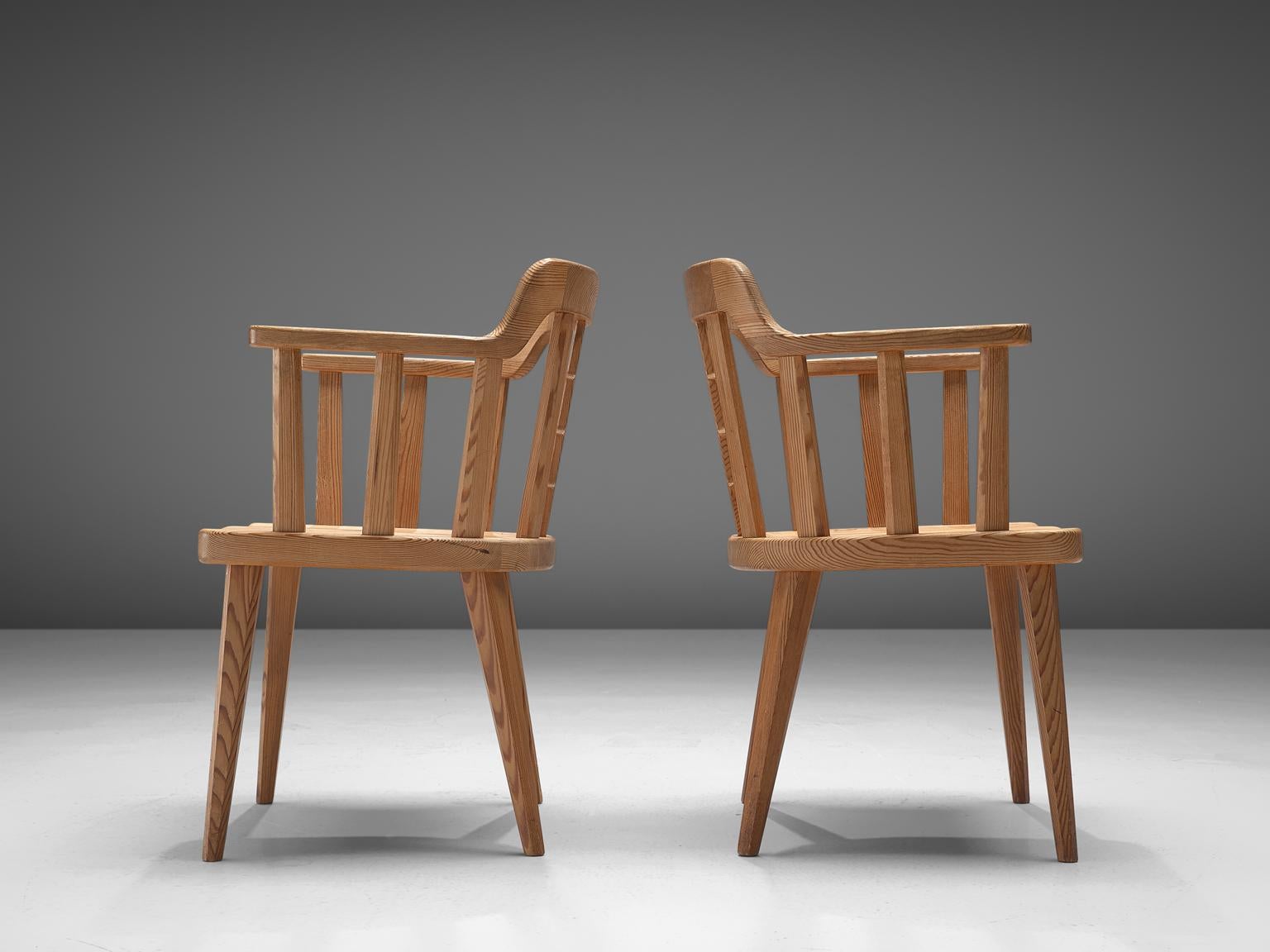 Pair of Armchairs in Pine for Nordiska Kompaniet Sweden In Good Condition In Waalwijk, NL