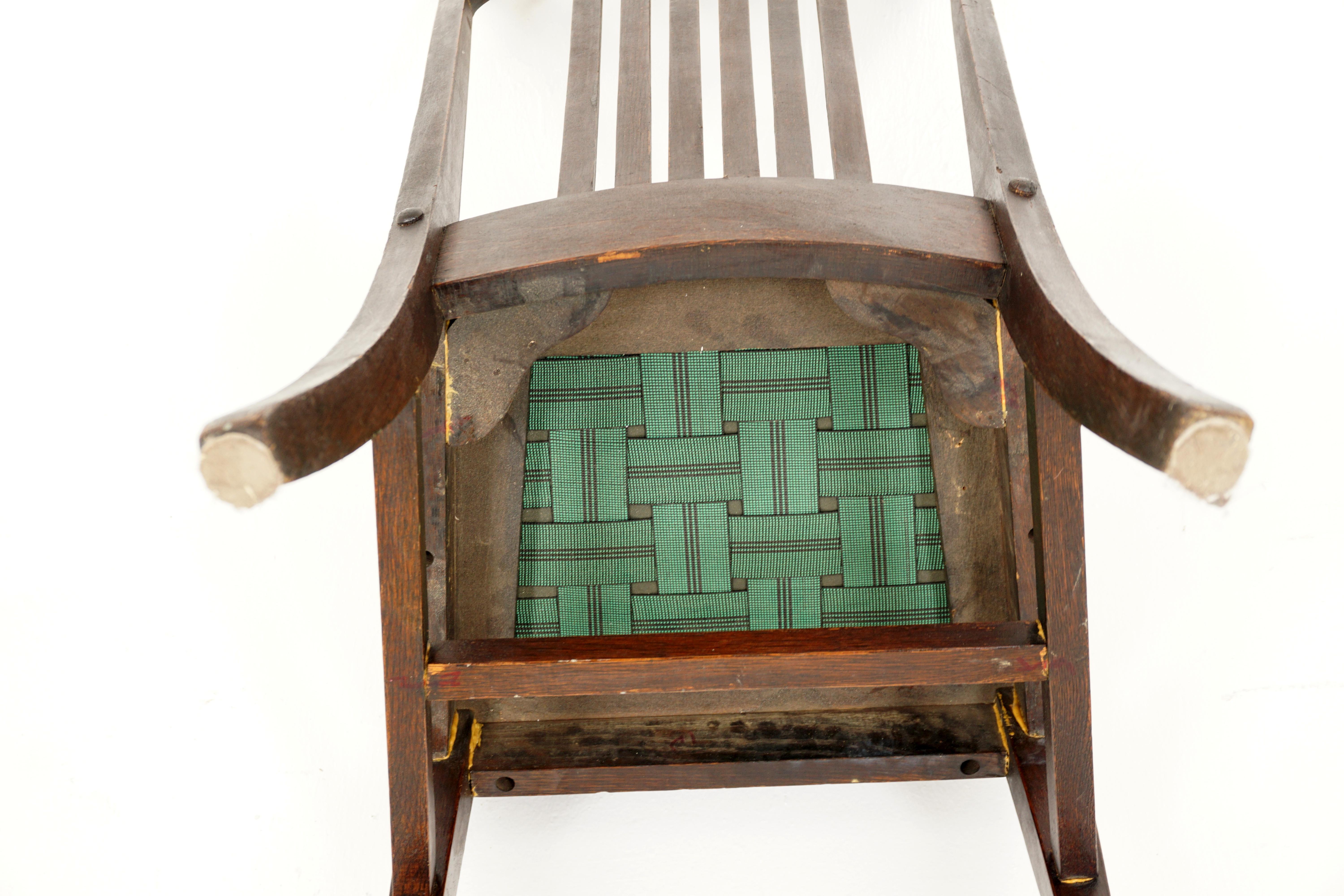 Pair of Dining Chairs, Tiger Oak, Upholstered Seat, American 1920, B2480A 1
