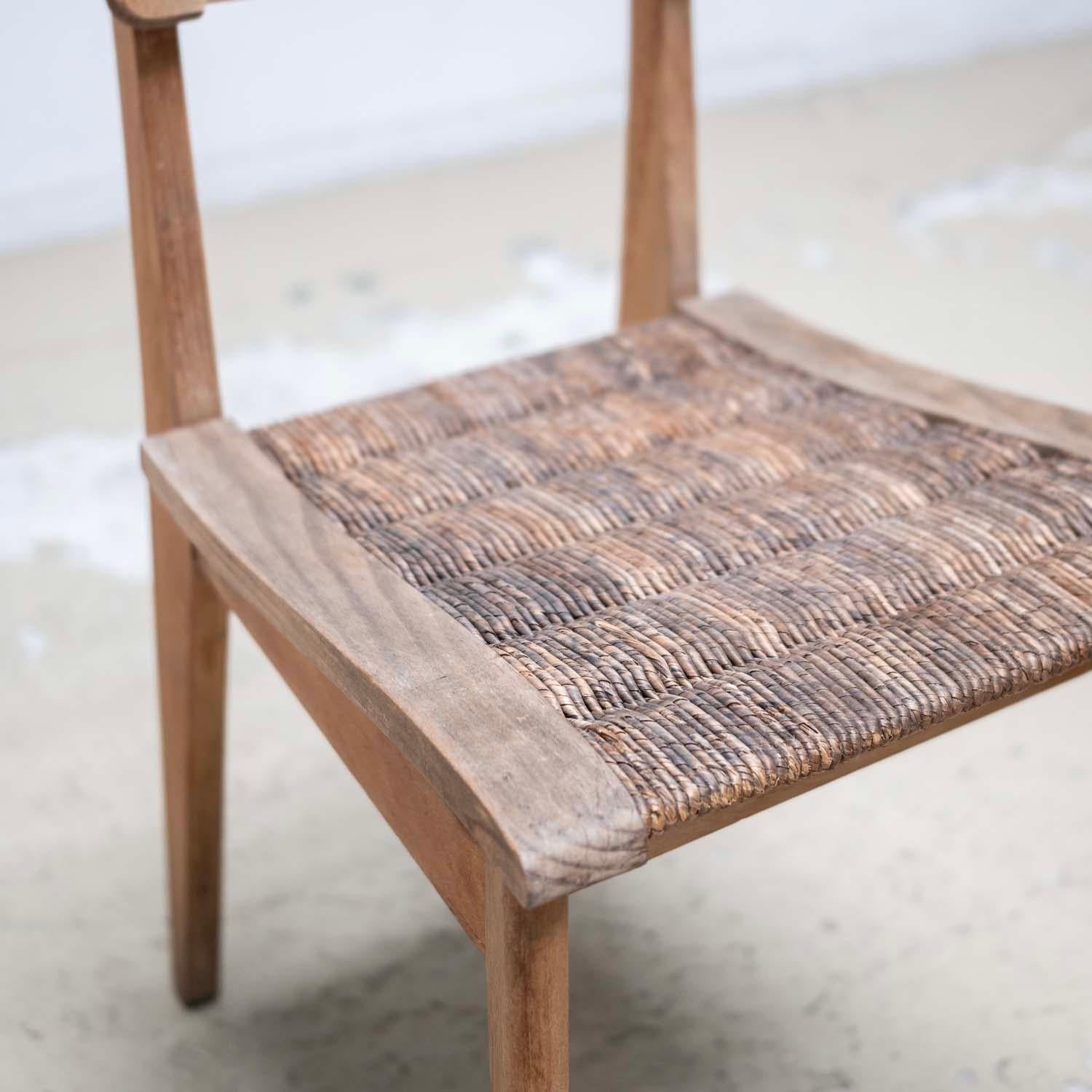 Paire de chaises de salle à manger en jonc par Pierre Cruège - style Roger Landault 3