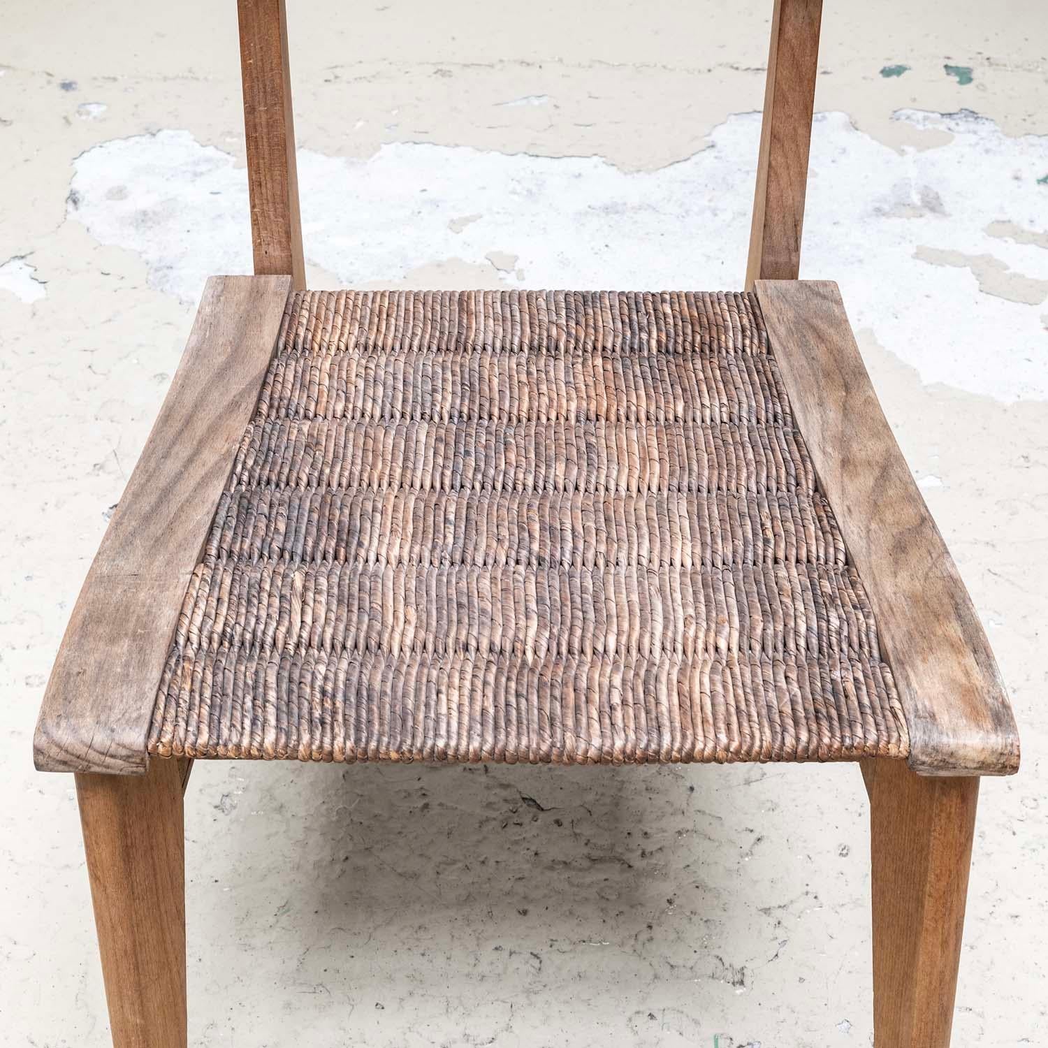 Paire de chaises de salle à manger en jonc par Pierre Cruège - style Roger Landault 4