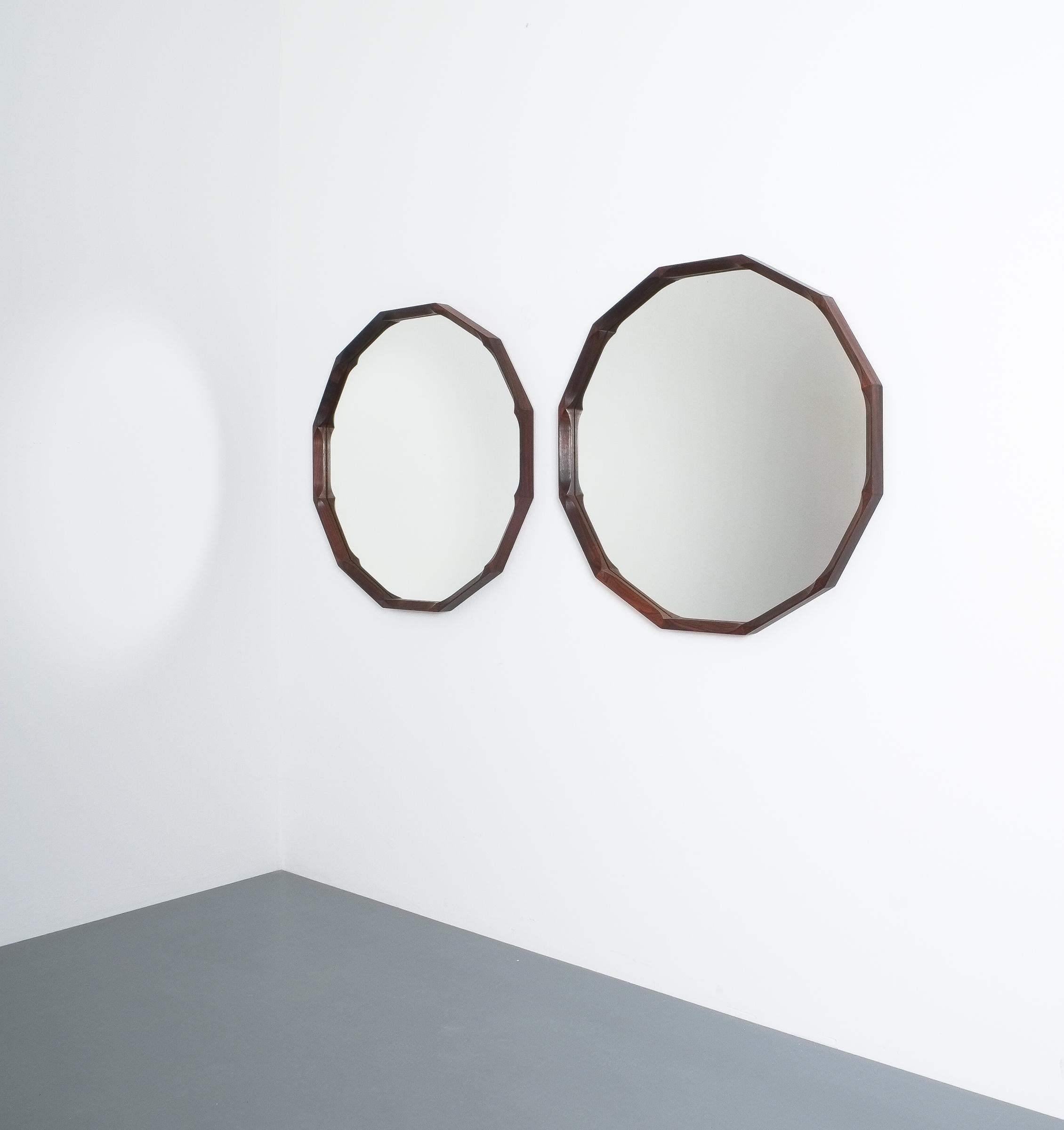 Pair of Dino Cavalli Walnut Mirrors, Midcentury, Italy 3