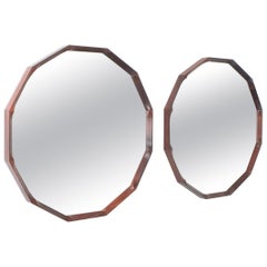 Pair of Dino Cavalli Walnut Mirrors, Midcentury, Italy